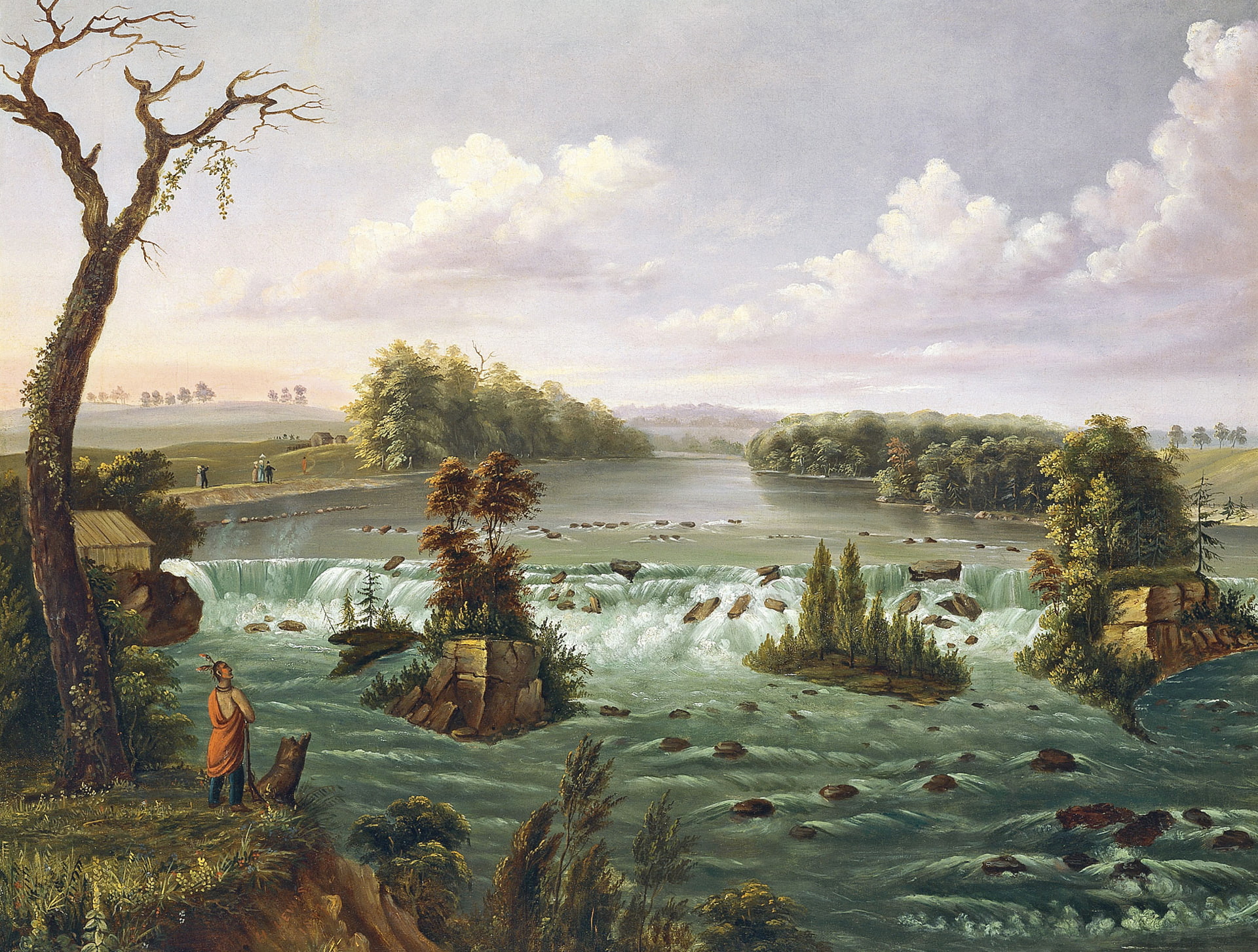 river, Indian, thresholds, 1080P, landscape, Henry Lewis, picture, Upper Mississippi, The Falls Of St. Anthony, HD Wallpaper