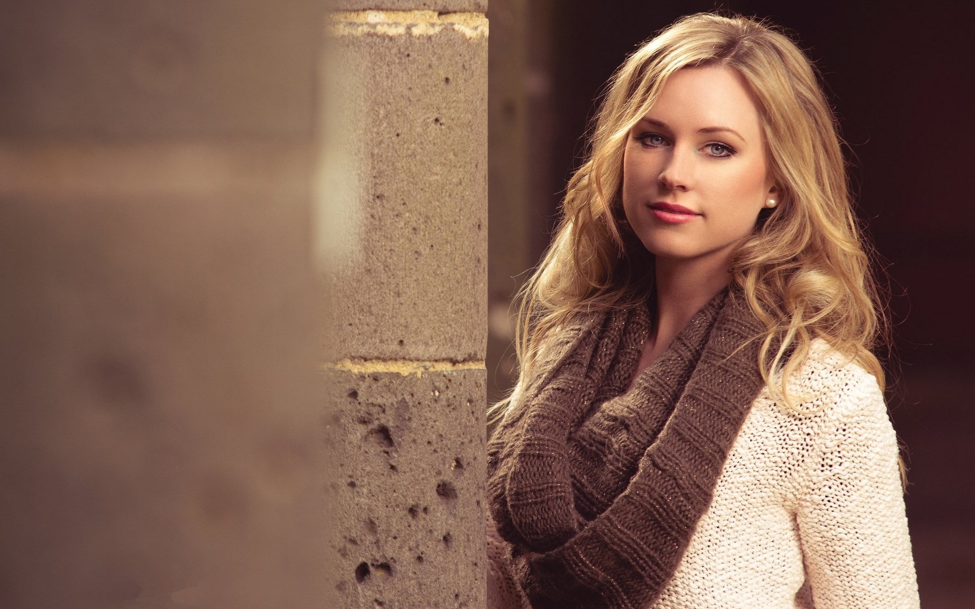 looking at camera, one person, blond hair, young adult, depression - sadness, contemplation, waist up, long hair, sweater, hair, young women, beautiful woman, HD Wallpaper