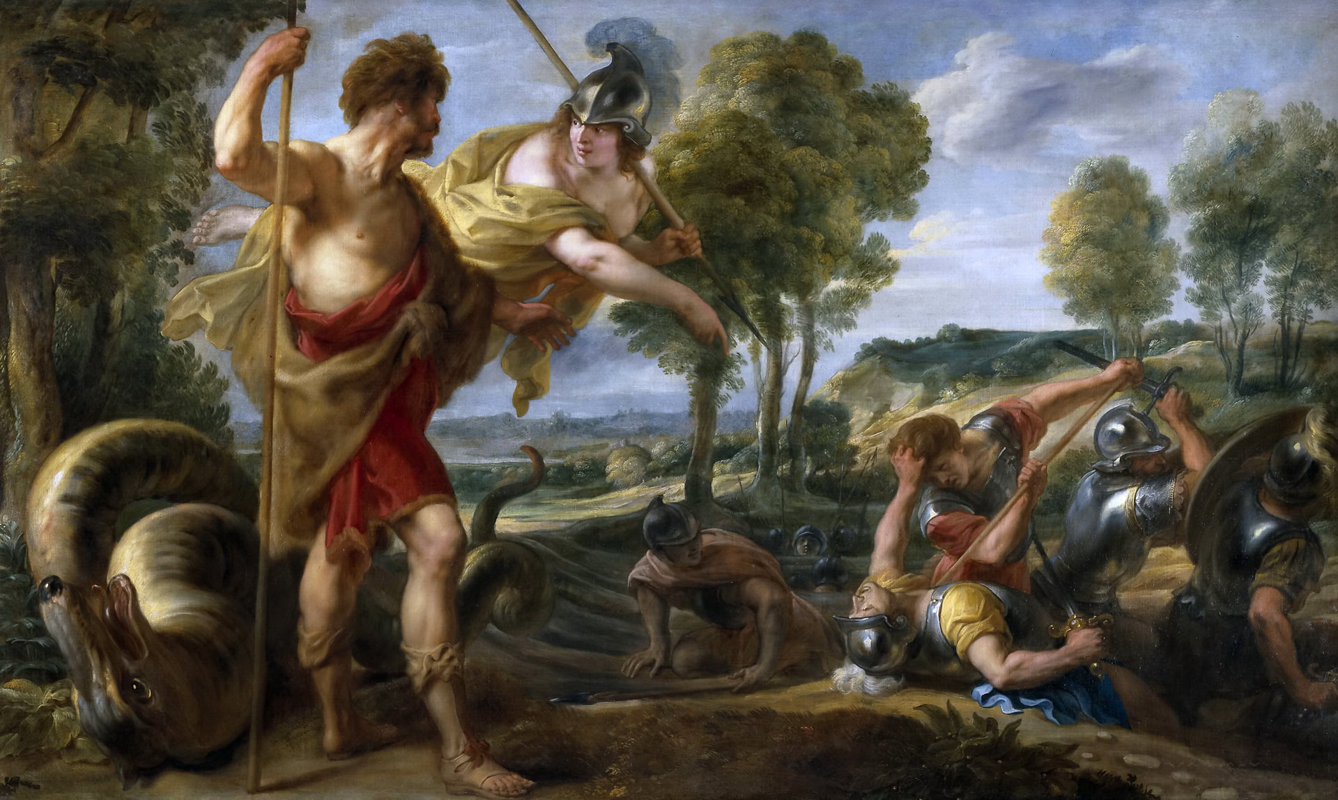 1080P, full length, nature, people, men, mythology, Jacob Jordaens, animal wildlife, Cadmus and Minerva, cloud - sky, emotion, representation, women, arts culture and entertainment, HD Wallpaper