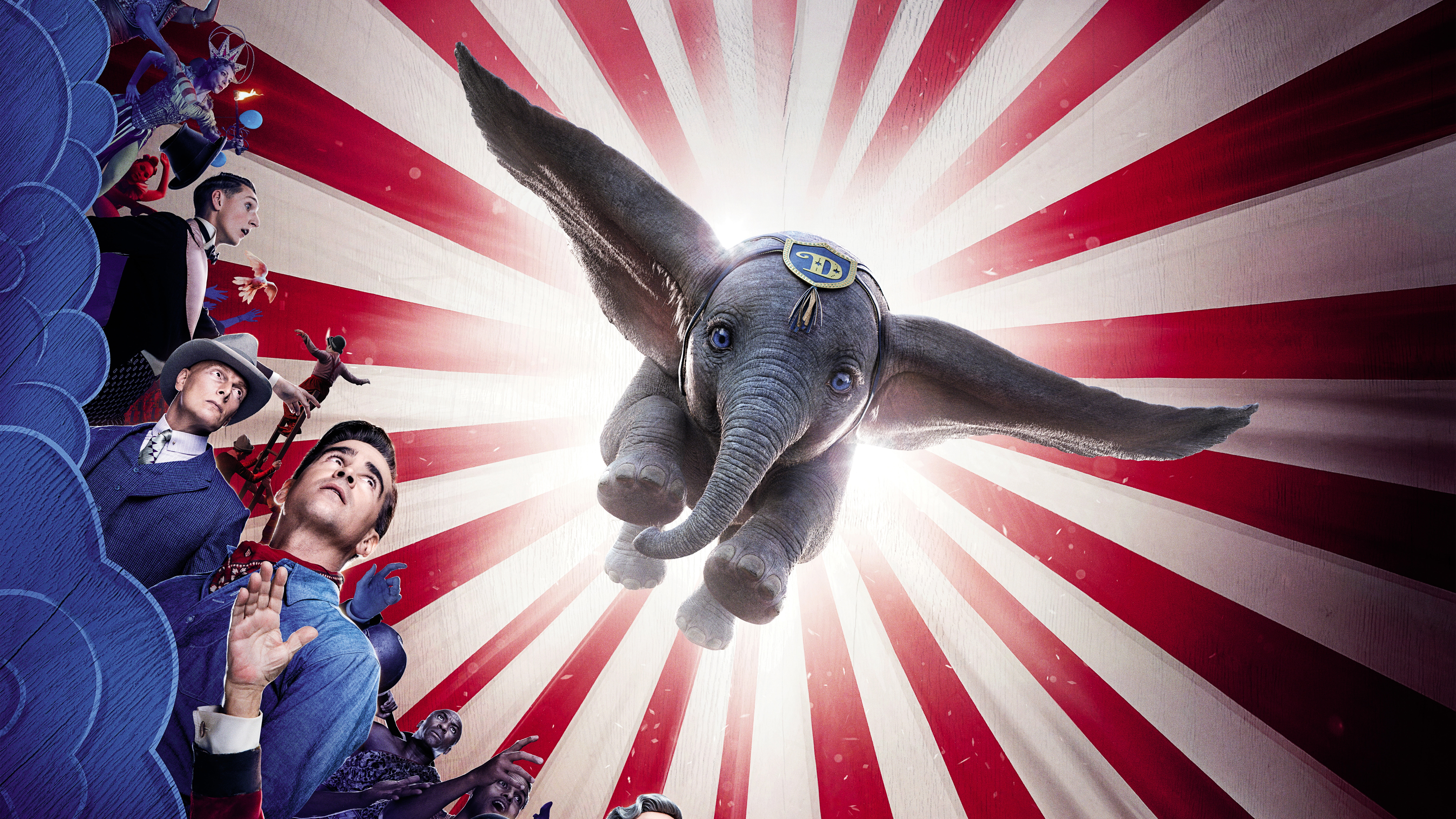 Colin Farrell, Elephant, 8K, Michael Keaton, Movie, Dumbo, Dumbo (2019), HD Wallpaper