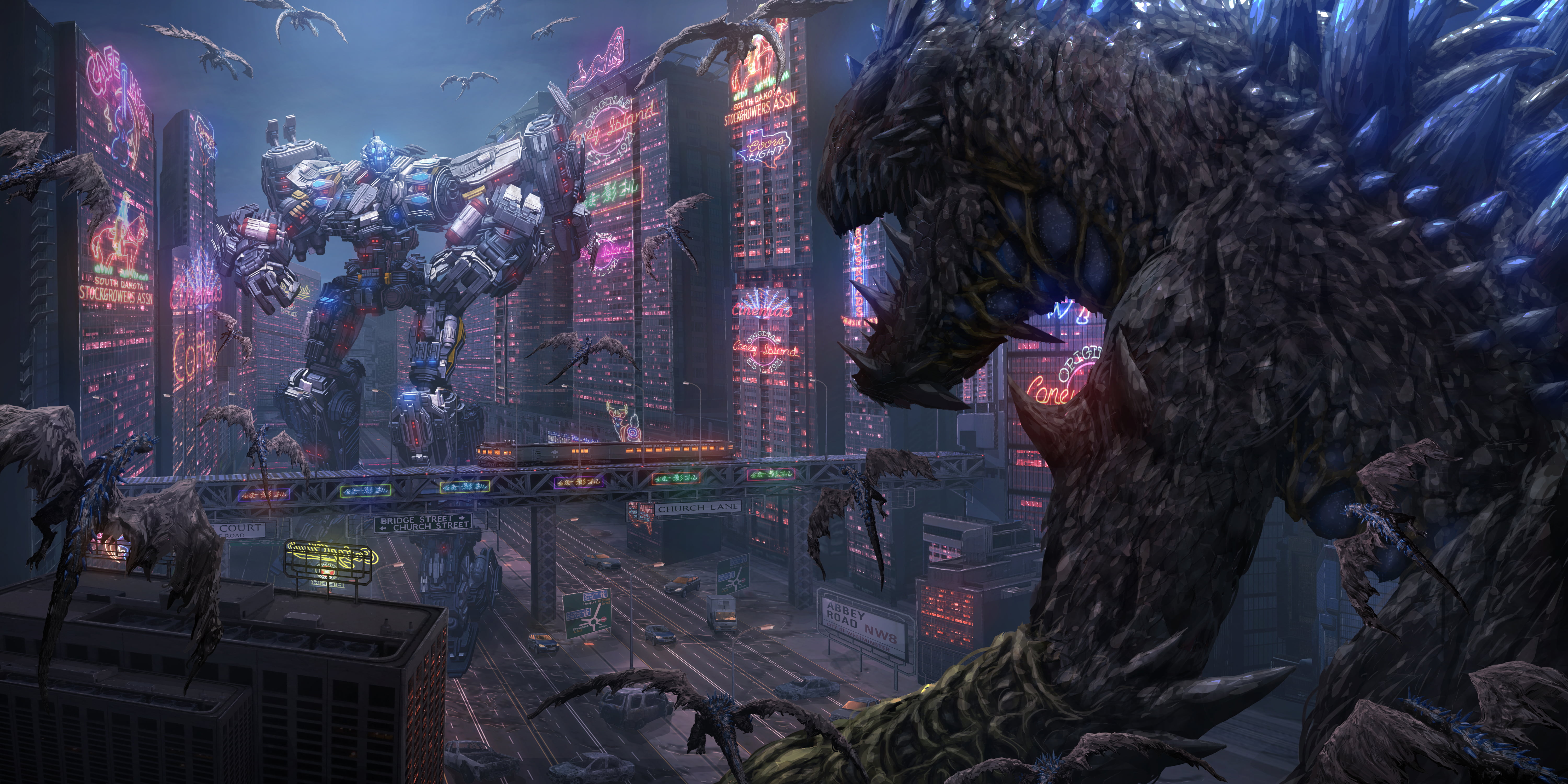 building exterior, home, aliens, office building exterior, glass - material, battle, giants, technology, city life, fantasy, communication, monsters, outdoors, HD Wallpaper