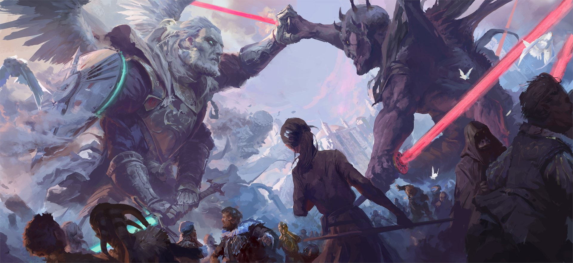 Giant, Battle, Lightsaber, 1080P, Star Wars, Wings, HD Wallpaper