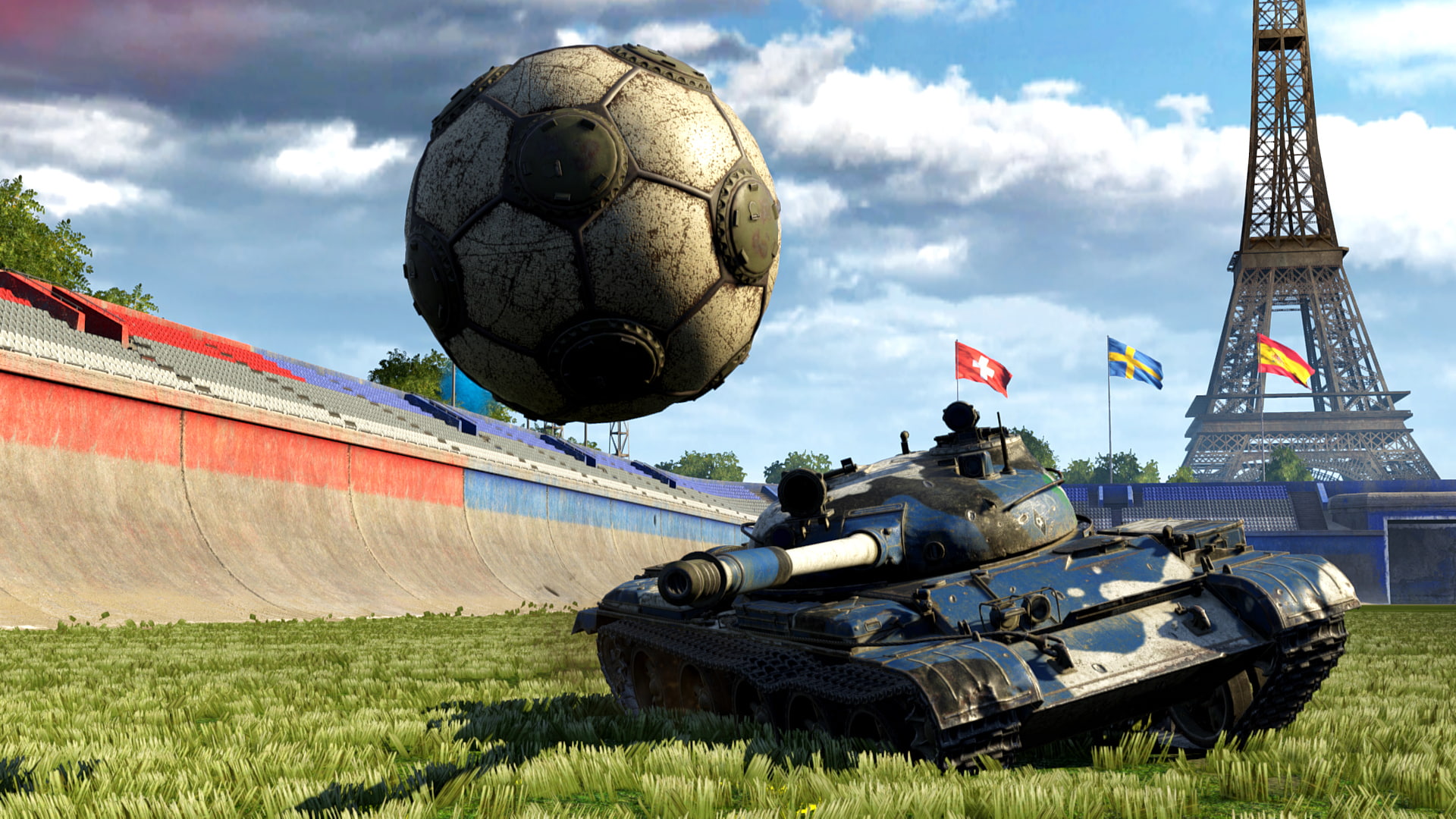 travel destinations, modification, stadium, day, gray, government, arena, 1080P, green, built structure, World of Tanks, history, the ball, soccer, Eiffel tower, HD Wallpaper