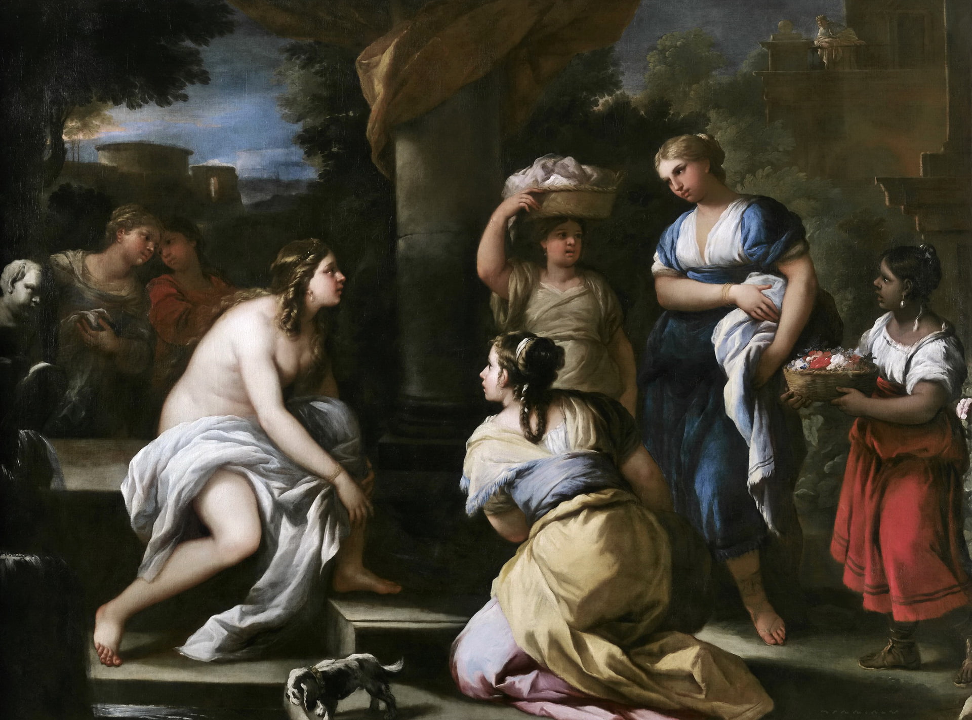 Luca Giordano, picture, Bathsheba in the Bath, 1080P, genre, mythology, HD Wallpaper