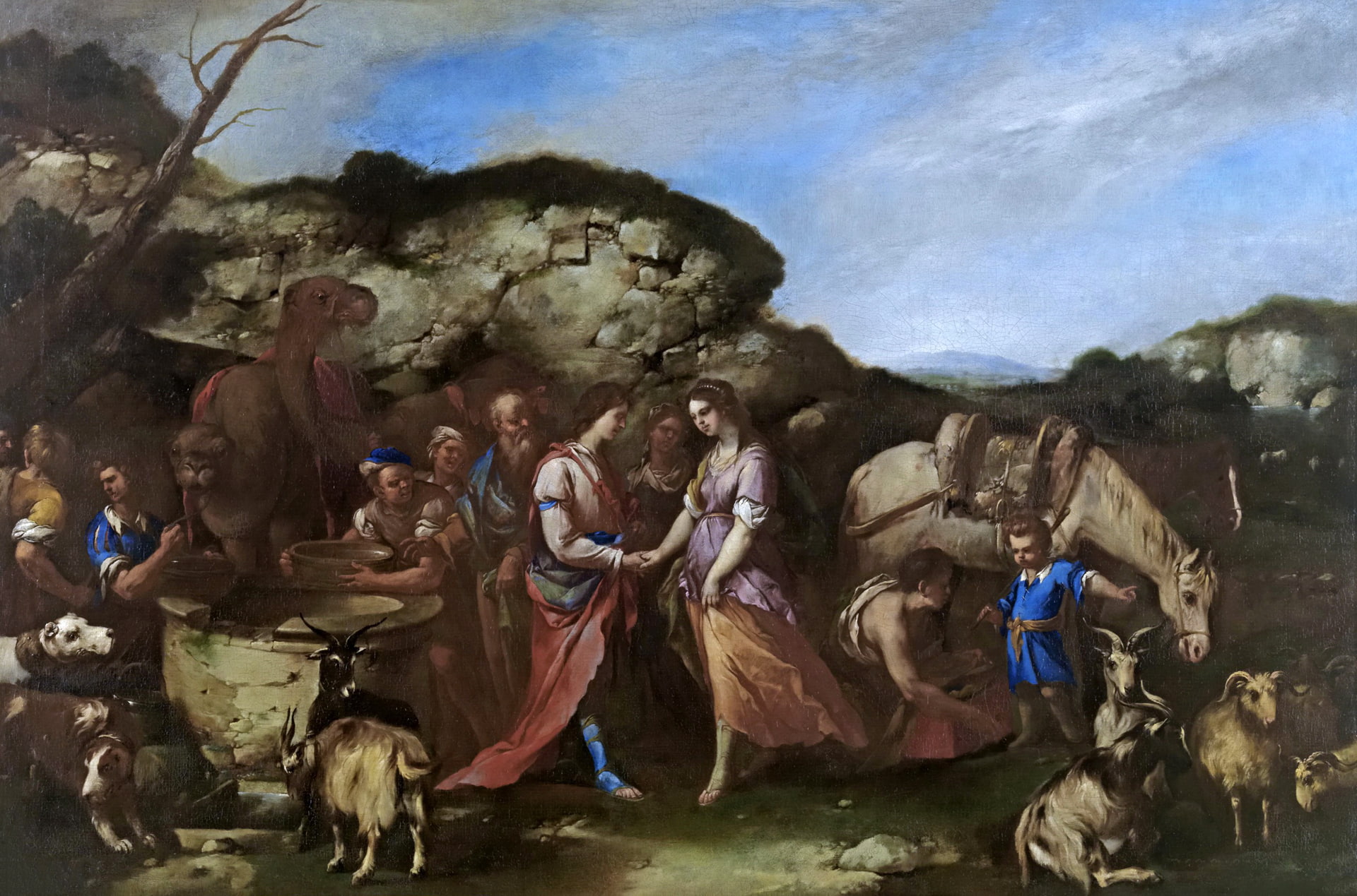 picture, mythology, Isaac and Rebekah, 1080P, Luca Giordano, HD Wallpaper