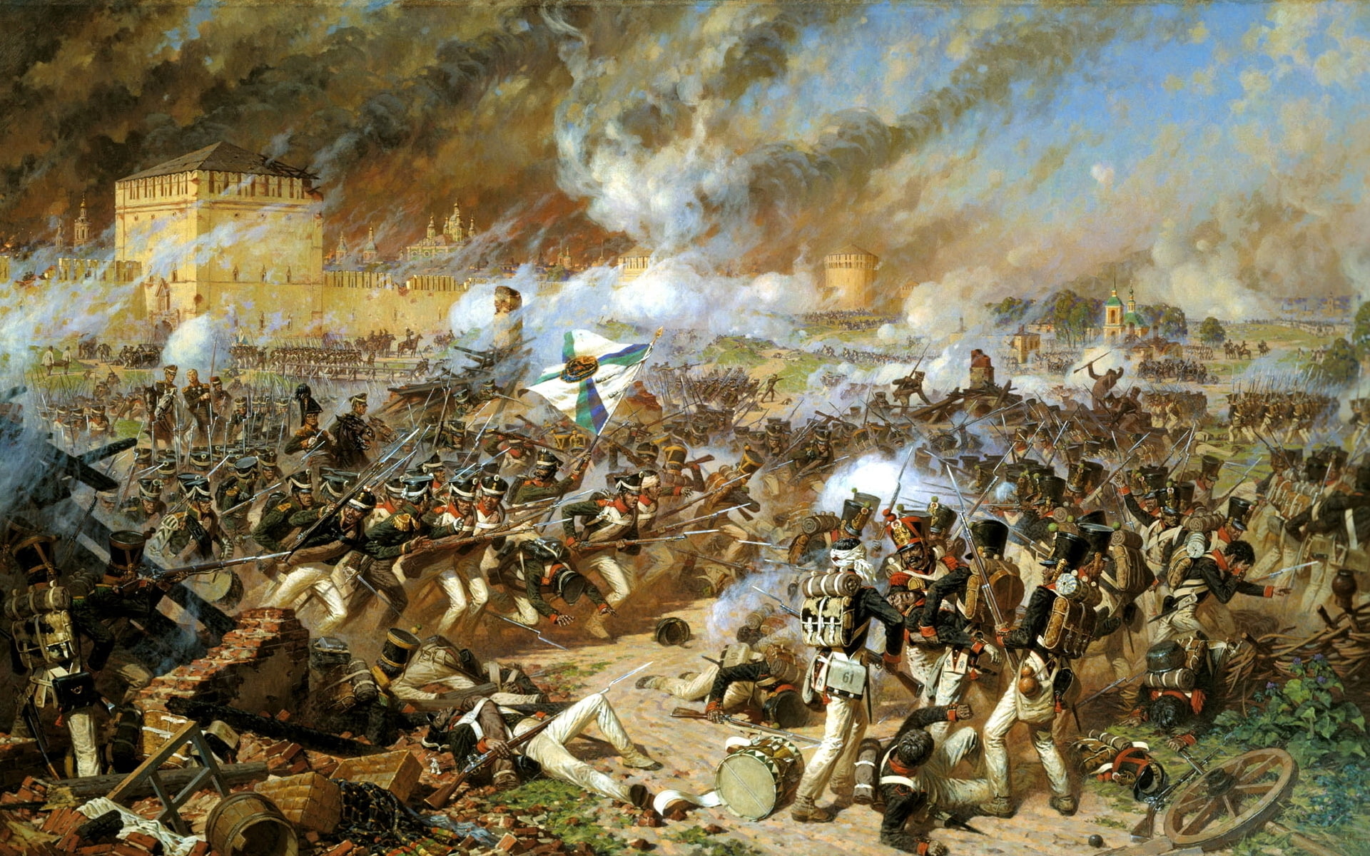 artist, battle, smolensk, art, scene, 1080P, war, paint, HD Wallpaper