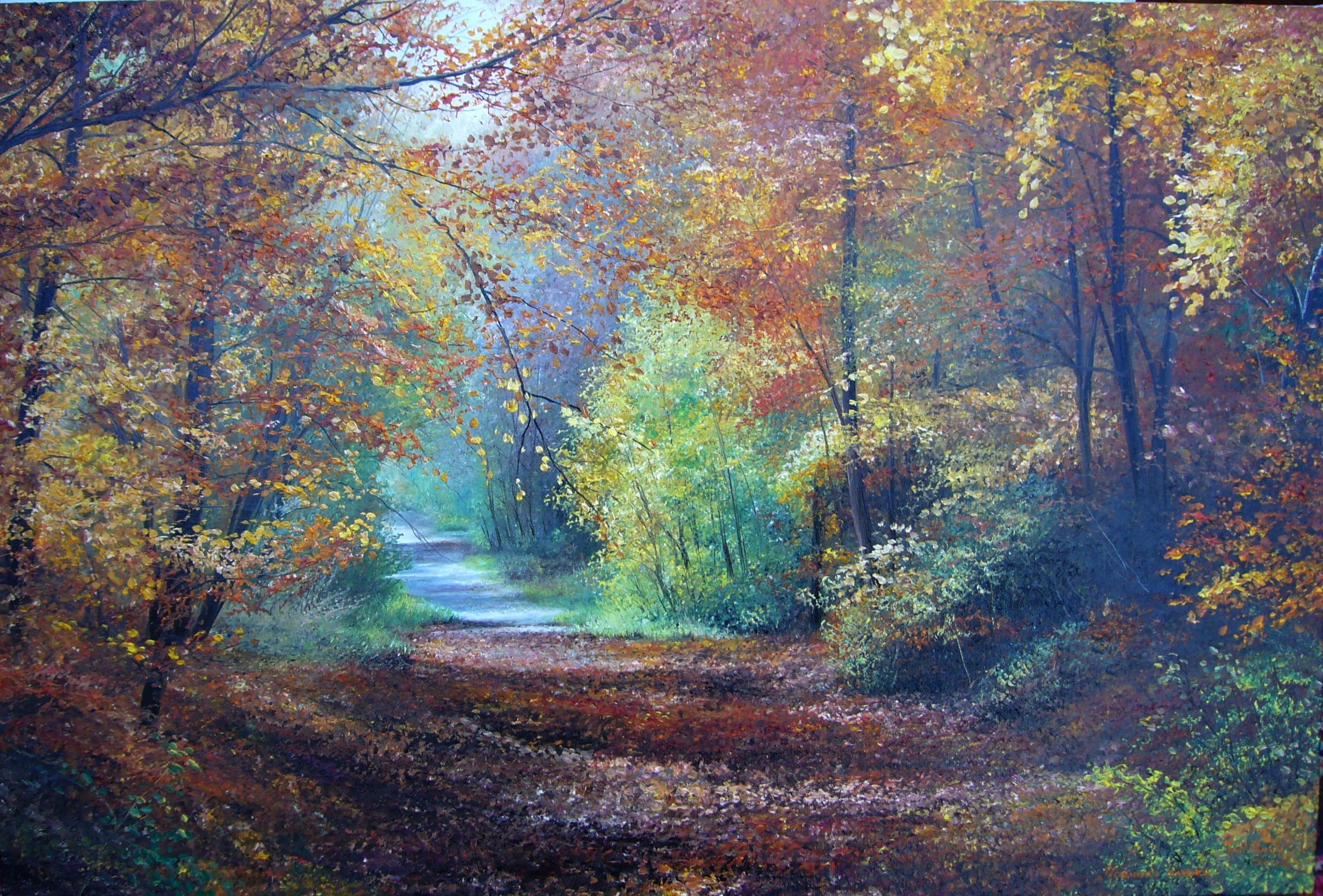 scenics - nature, change, tree, the way forward, tranquil scene, 1080P, no people, andquot;Autumn smileandquot;, plant part, canvas, brown, land, leaf, HD Wallpaper