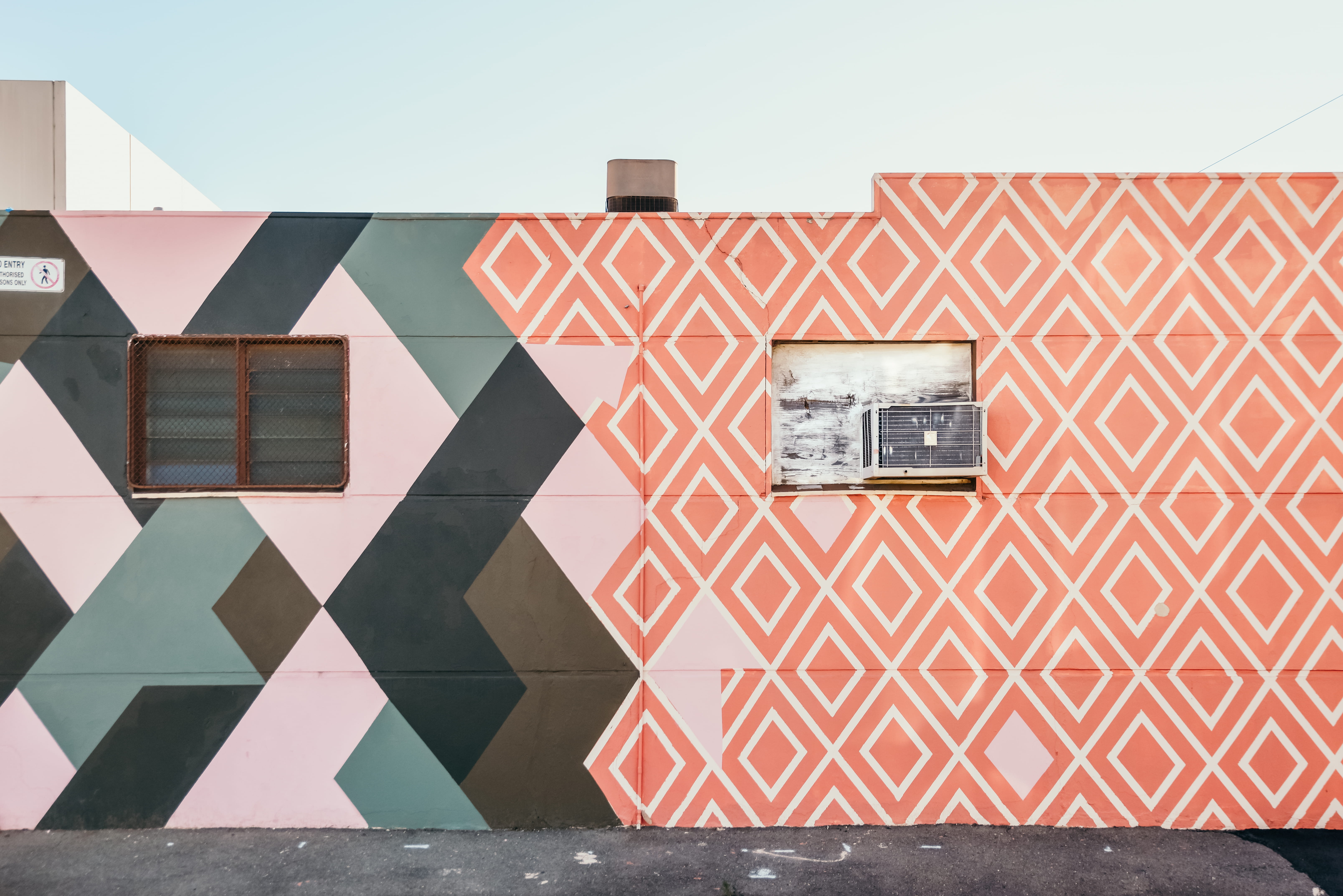 text, vase, sky, clear sky, safety, zebra crossing, day, colored, residential district, building exterior, mural, built structure, rug, wall - building feature, HD Wallpaper