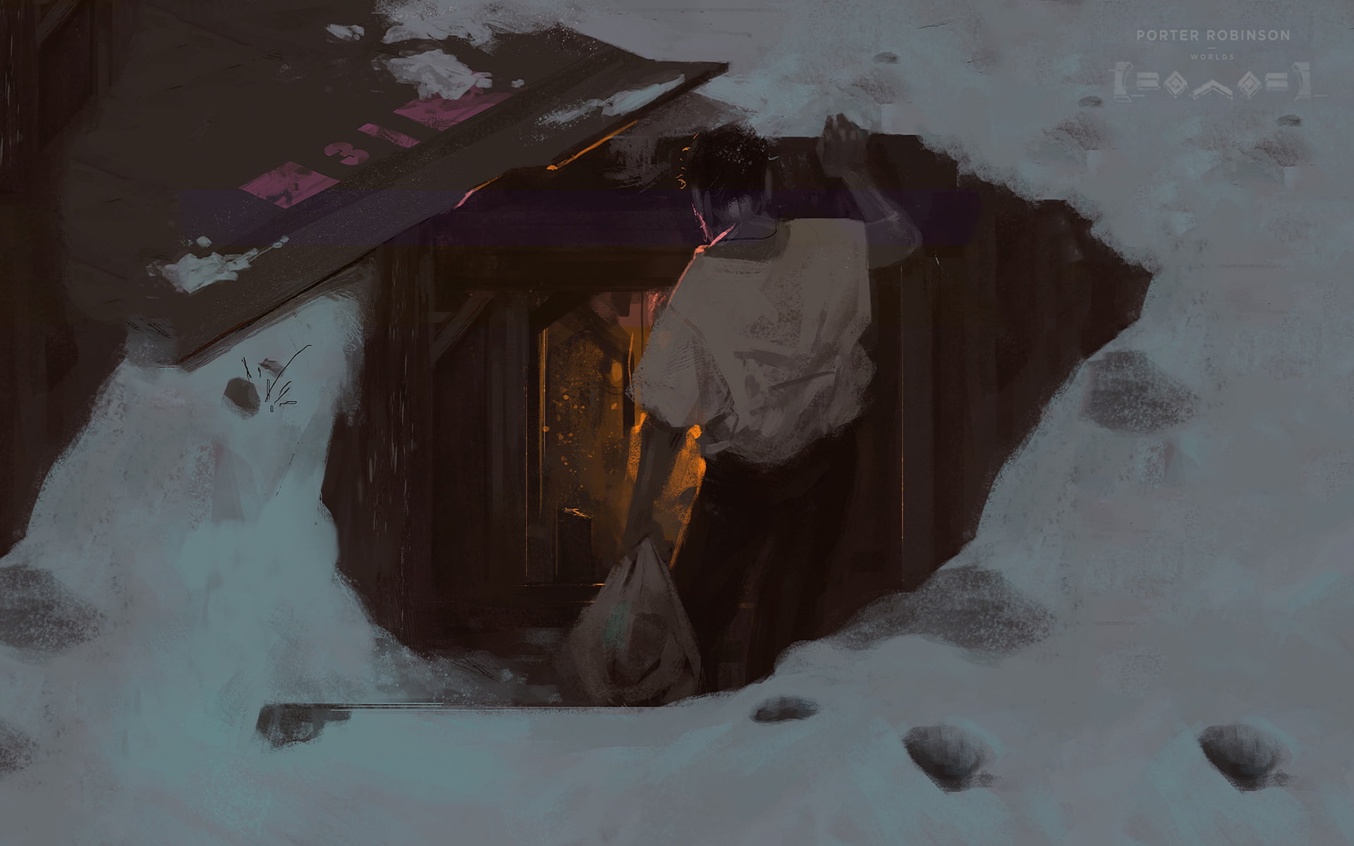winter, snow, cold temperature, environment, built structure, nature, architecture, no people, digital art, day, frozen, ice, outdoors, building, Porter Robinson, HD Wallpaper