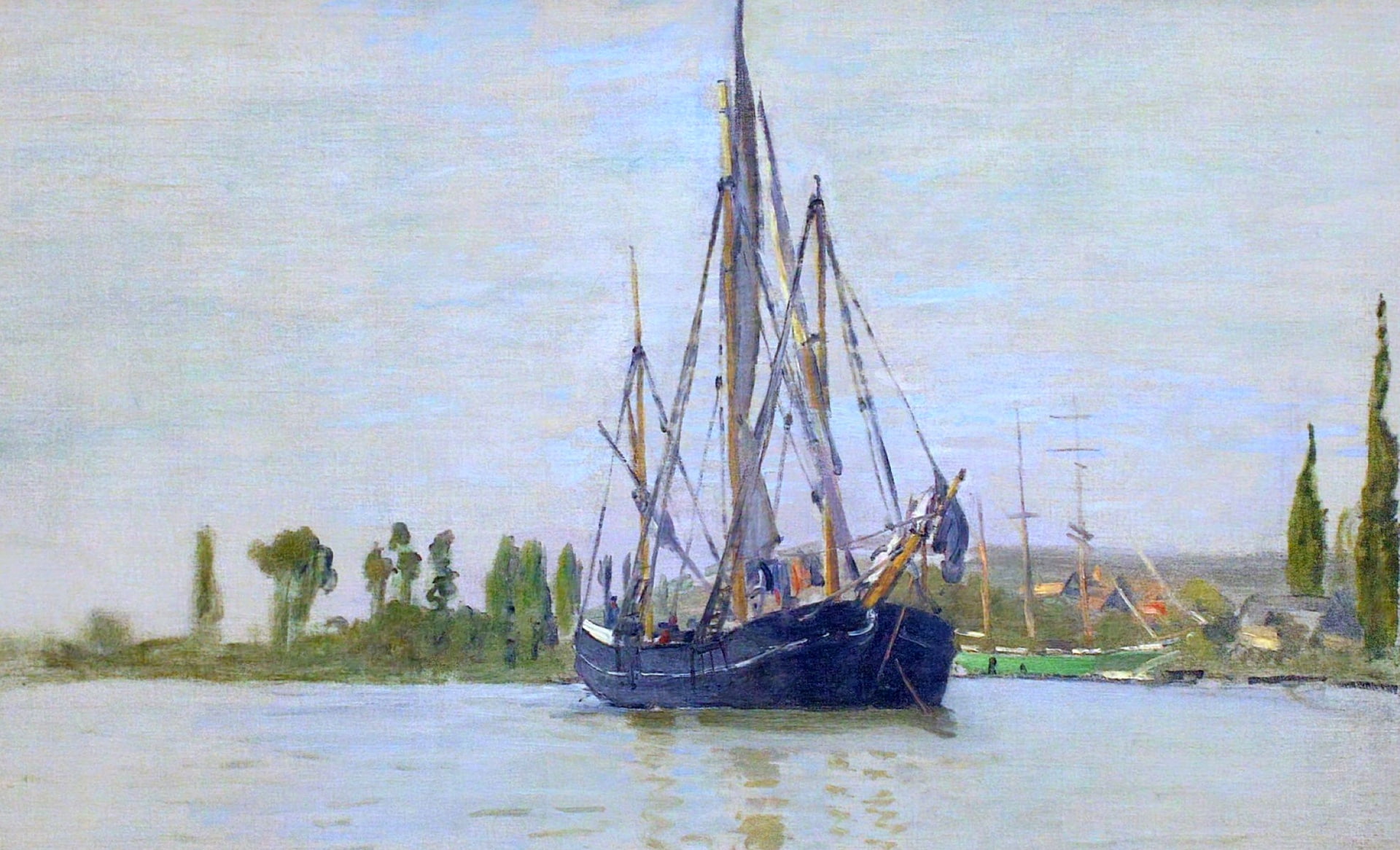 picture, 1080P, Claude Monet, mast, ship, Sailboat, HD Wallpaper