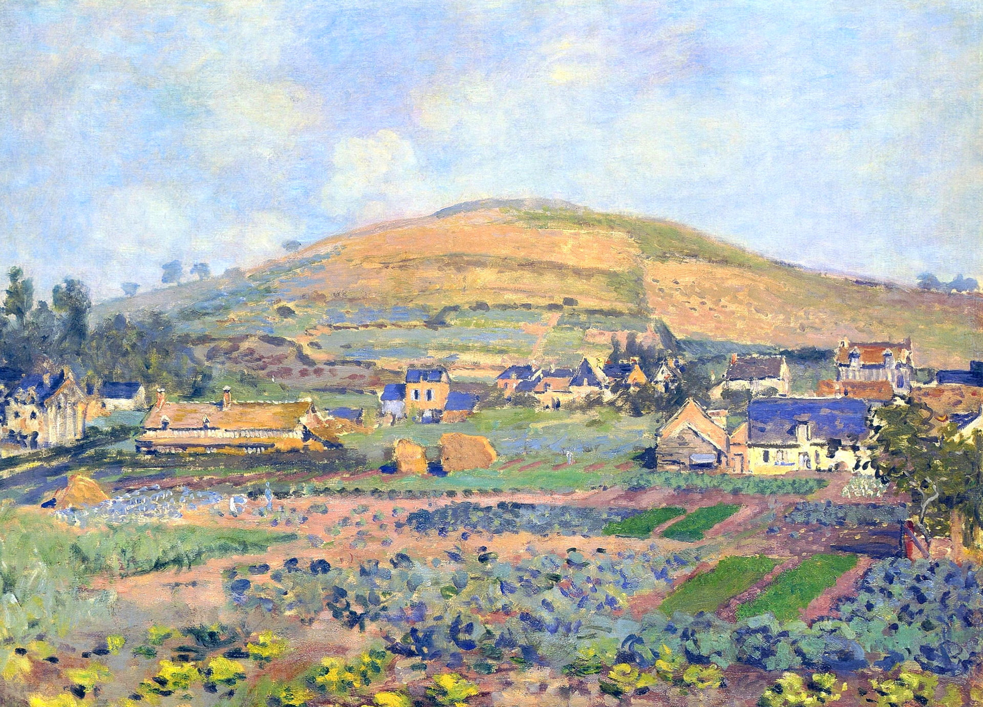 1080P, picture, The mount Riboudet in Rouen. Spring, landscape, Claude Monet, HD Wallpaper