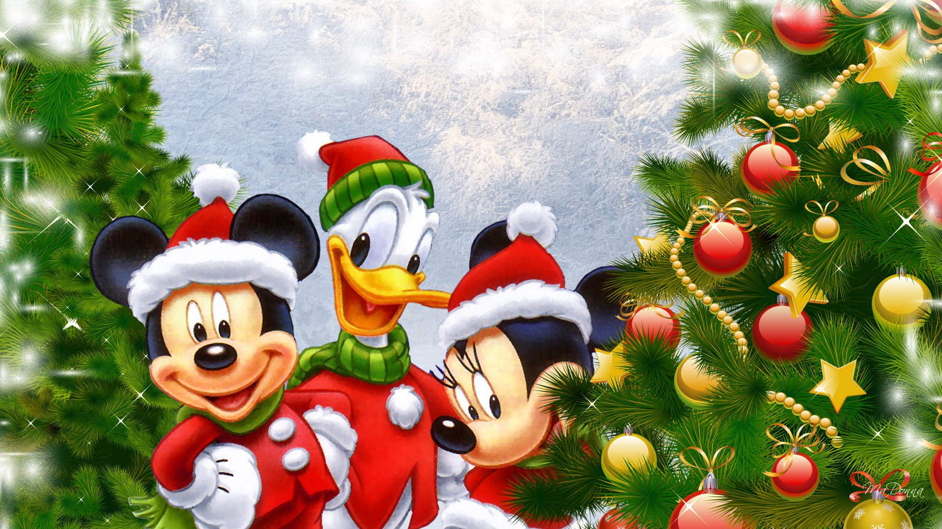 1080P, mouse, disney, desktop, donald, duck, christmas, minnie, hd, tree, mickey, HD Wallpaper