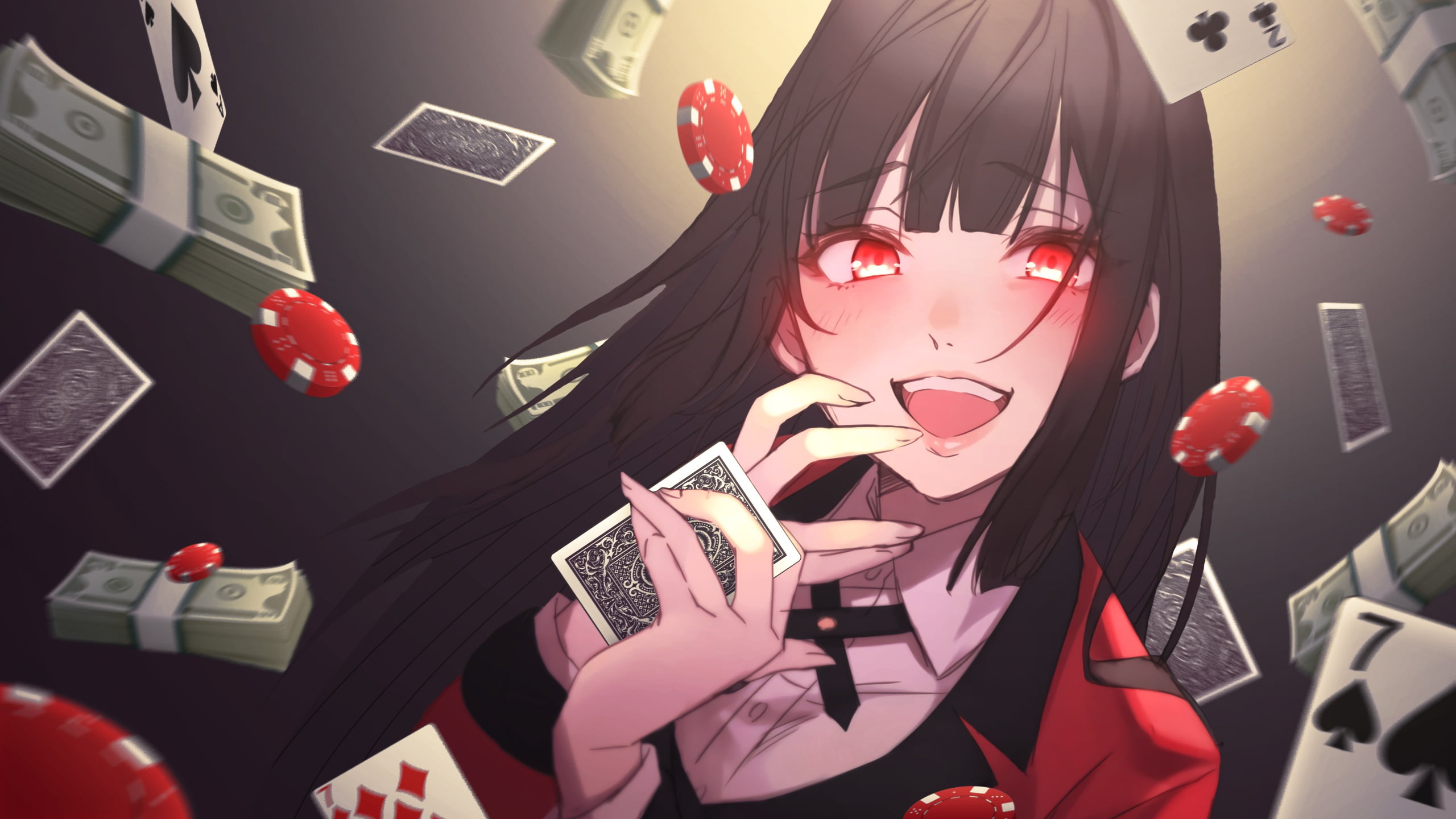 art, card, girl, anime, look, 2K, Kakegurui, HD Wallpaper