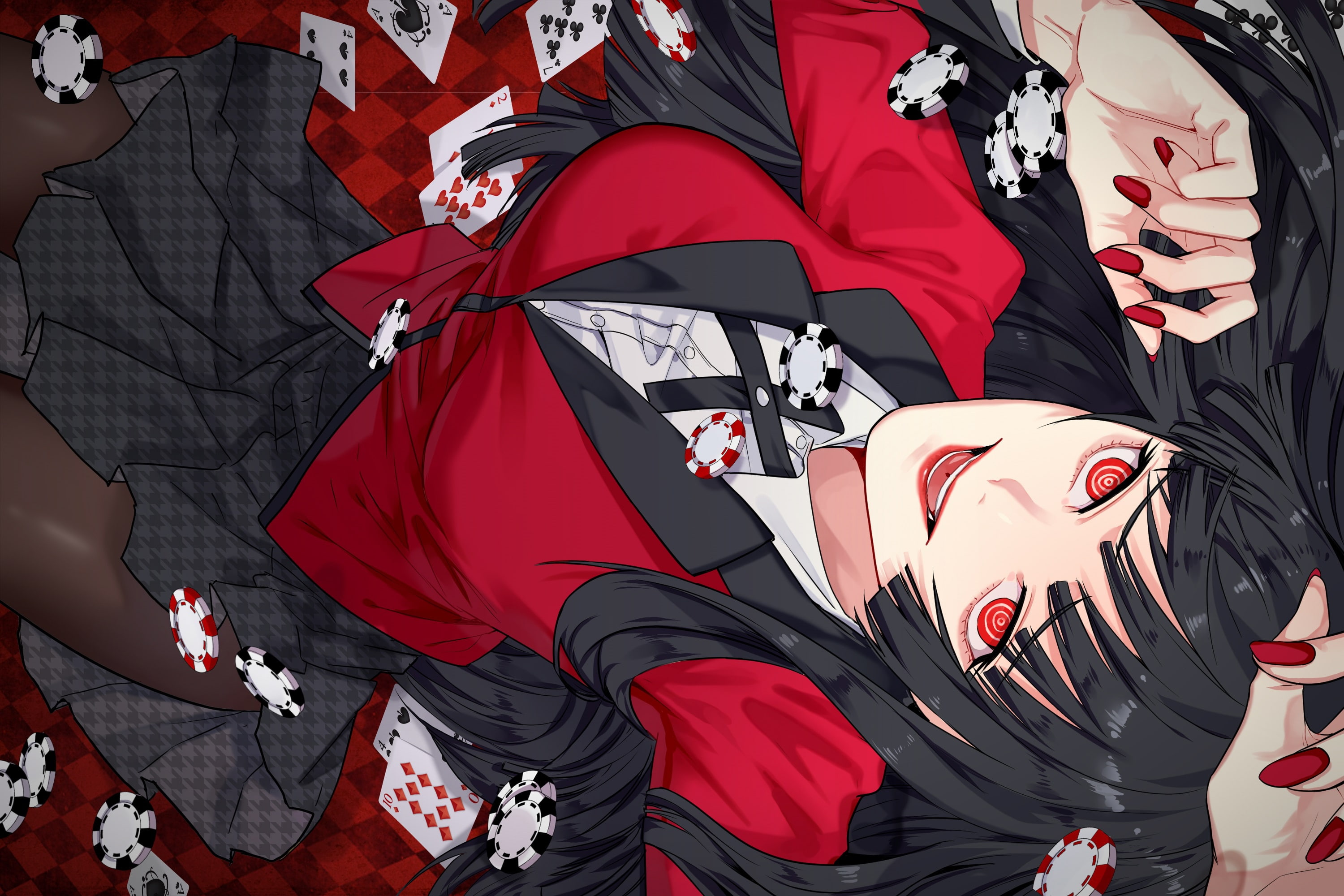 look, girl, 2K, crazy excitement, art, kakegurui, HD Wallpaper
