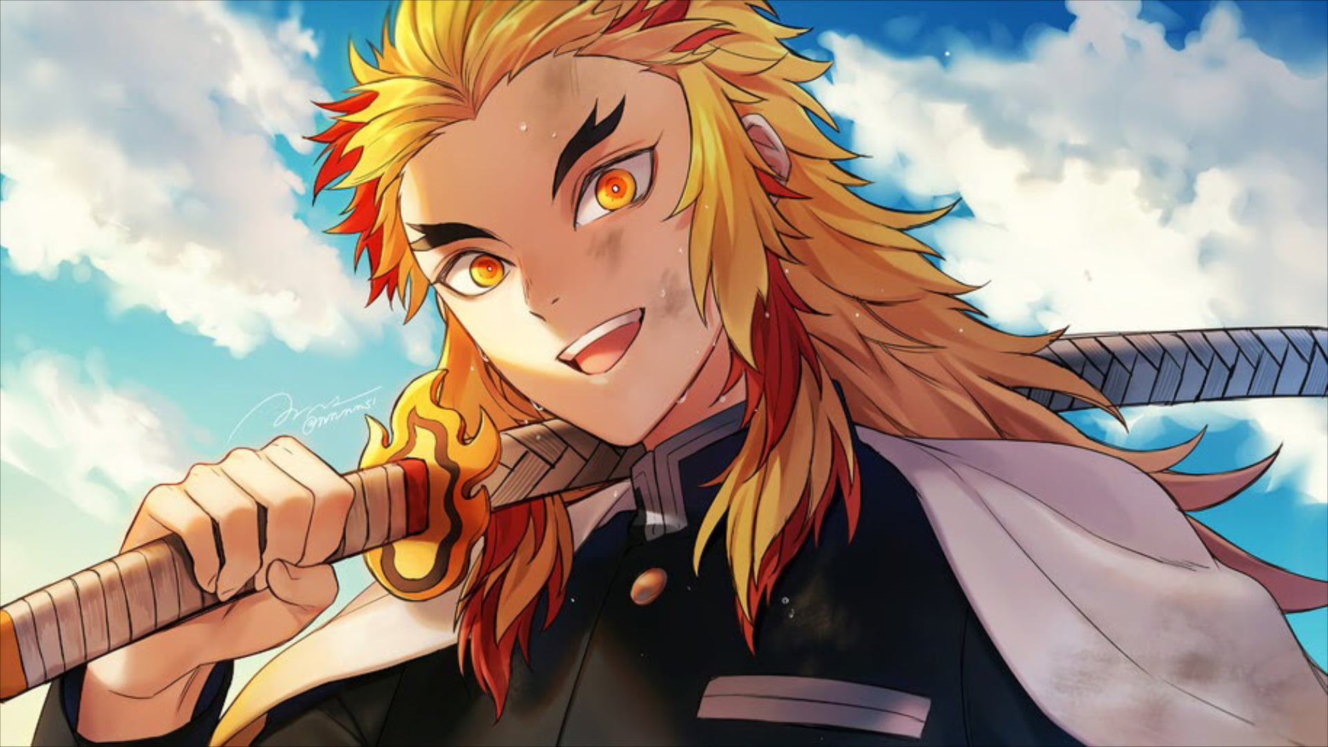 1080P, Demon Slayer, rengoku kyoujurou, HD Wallpaper