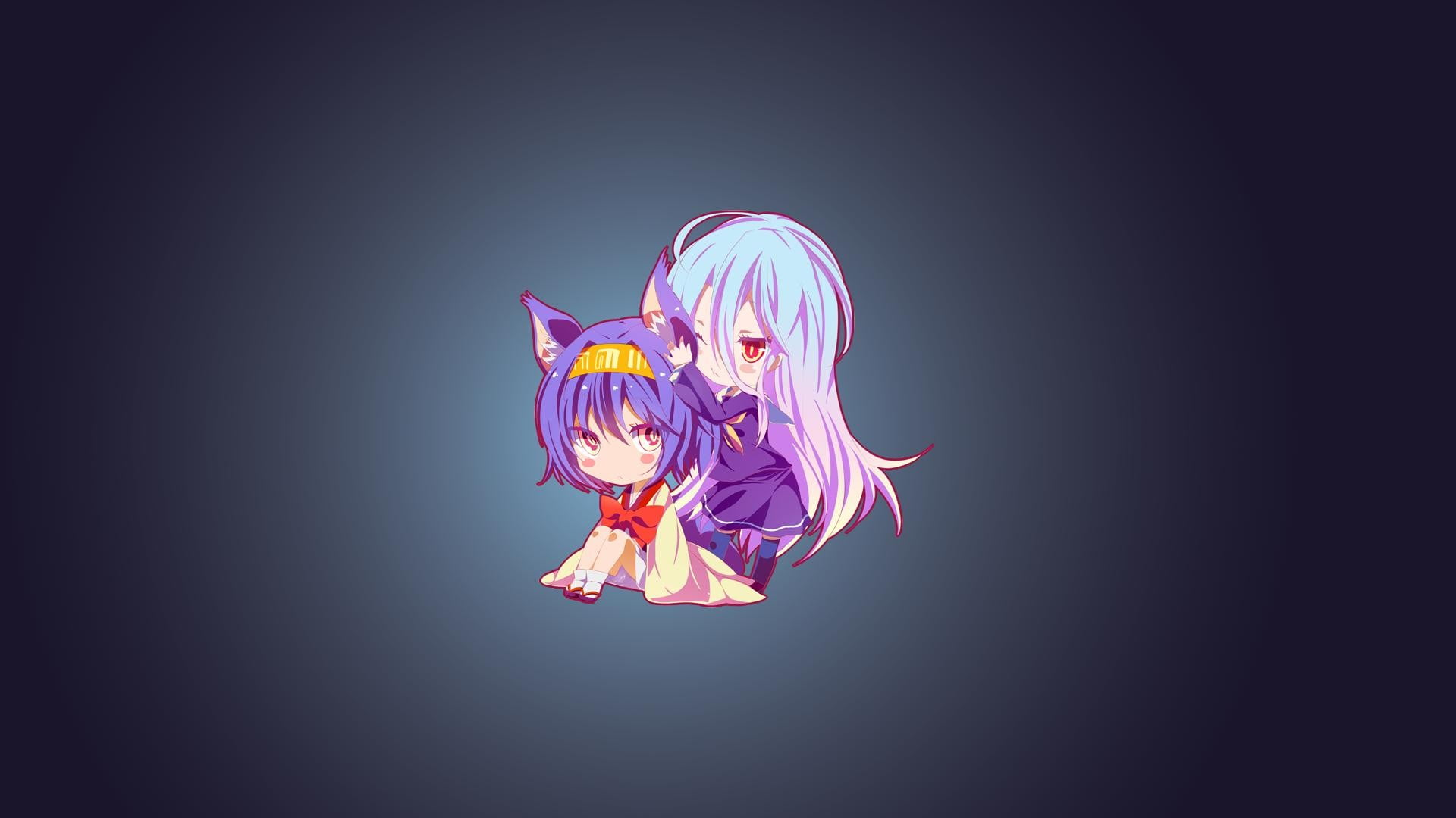 Hatsuse Izuna, female, digital composite, indoors, gray, mid-air, creativity, characters, vitality, long hair, black background, anime girls, one person, HD Wallpaper