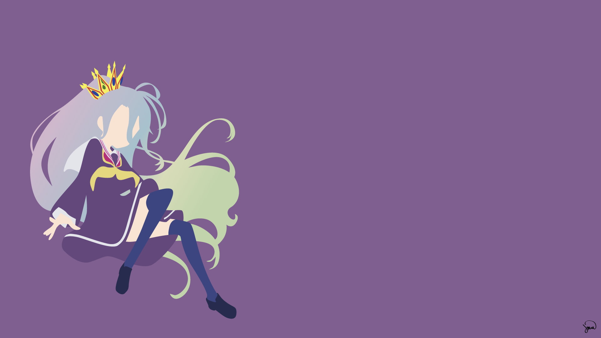 purple, studio shot, nature, growth, plant, freshness, copy space, Shiro (No Game No Life), No Game No Life, 1080P, tree, flowering plant, anime, colored background, HD Wallpaper