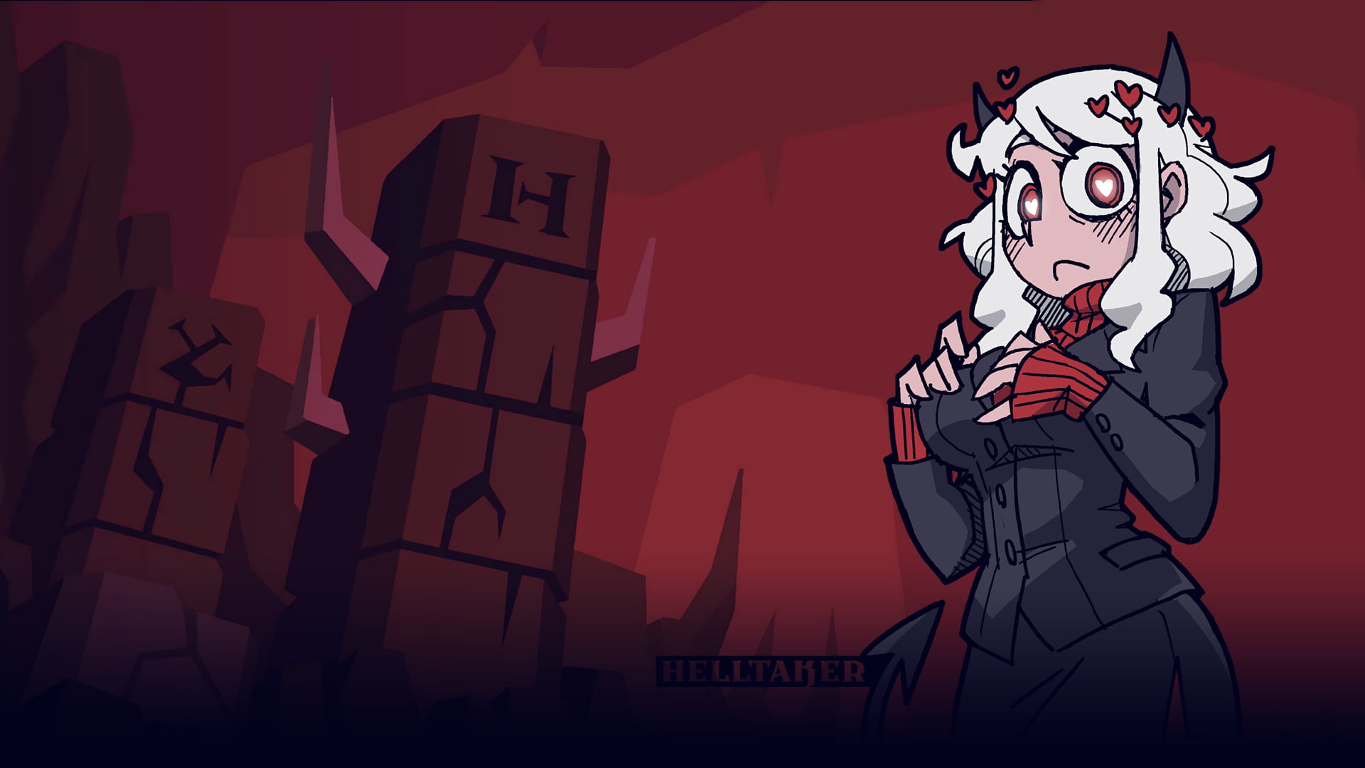 1080P, anime girls, devils, Helltaker, HD Wallpaper