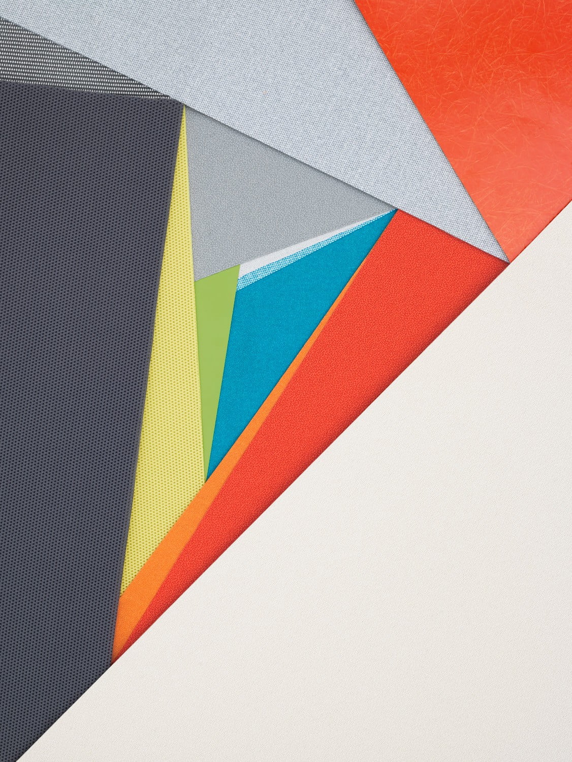 variation, triangle shape, backdrop, indoors, Android L, blue, gray, orange color, digital art, pattern, multi Colored, art and craft, geometric Shape, Phone HD Wallpaper