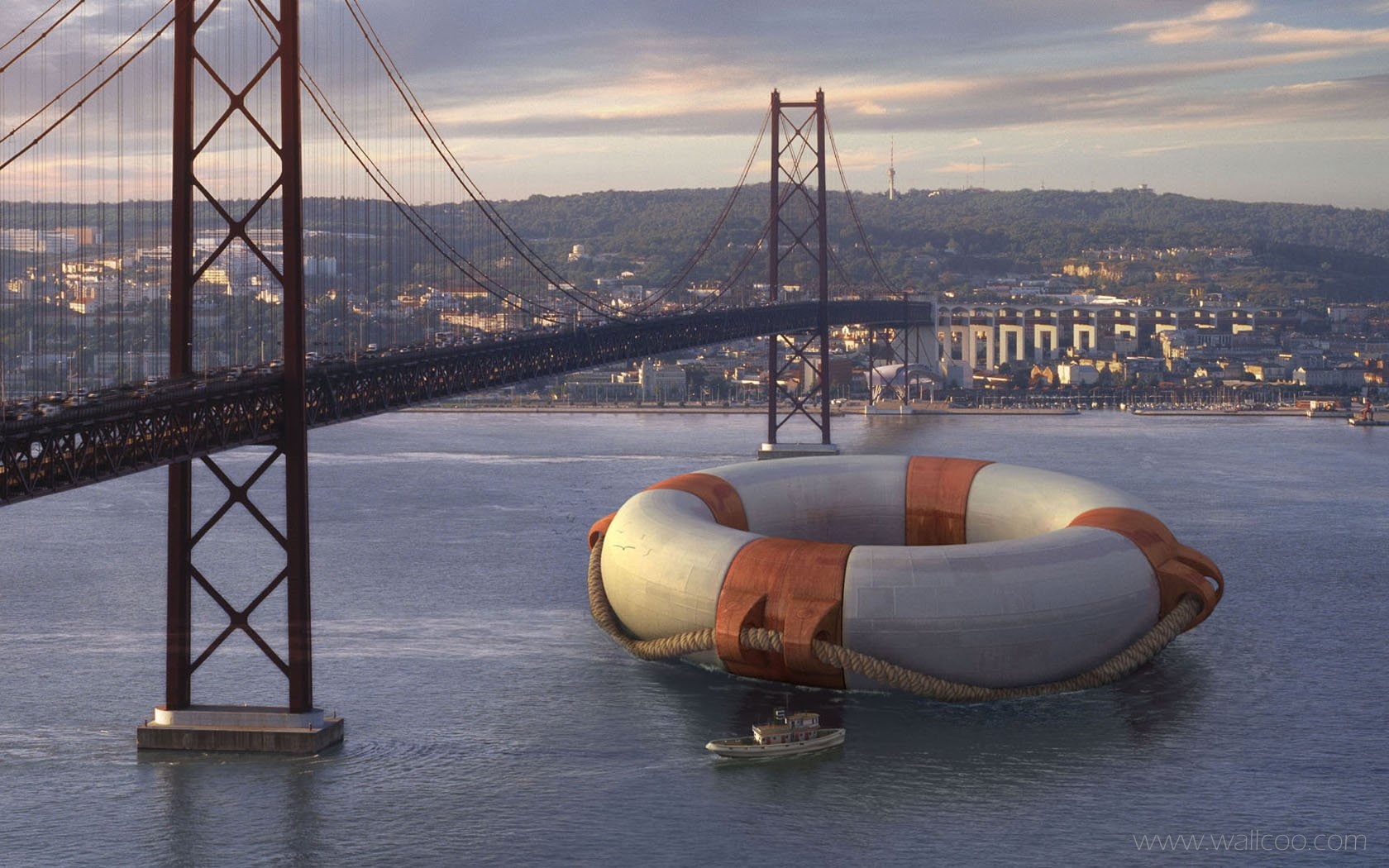 720P, bridge, digital art, cityscape, Platinum Conception s, Photoshop, HD Wallpaper
