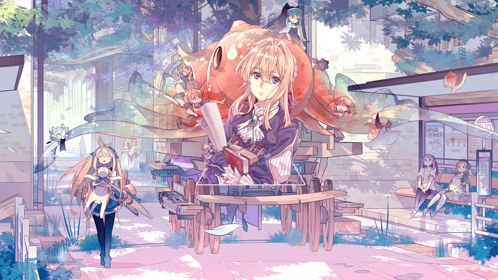 picture-in-picture, 1080P, anime girls, Platinum Conception s, anime, Photoshop, HD Wallpaper