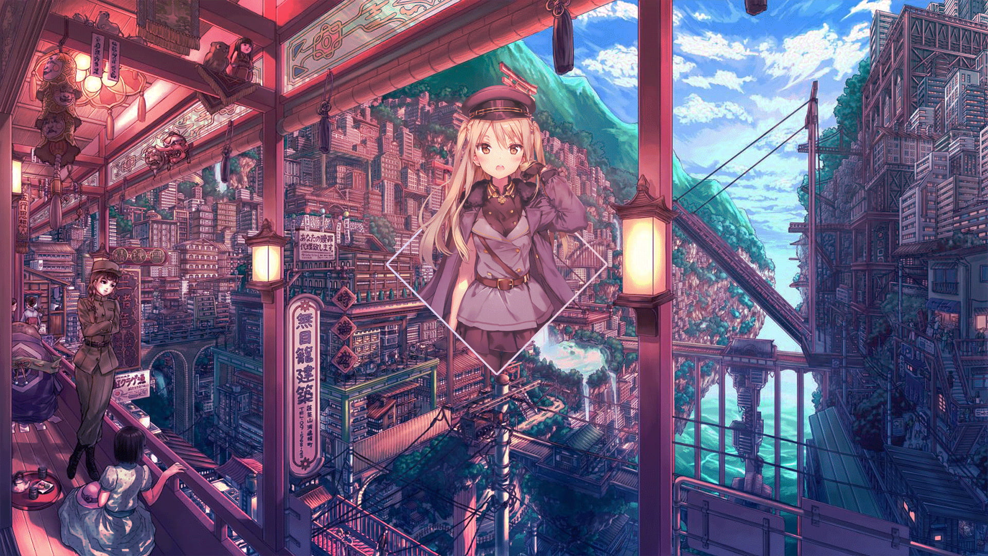 Platinum Conception s, picture-in-picture, digital art, anime, anime girls, Photoshop, 1080P, HD Wallpaper
