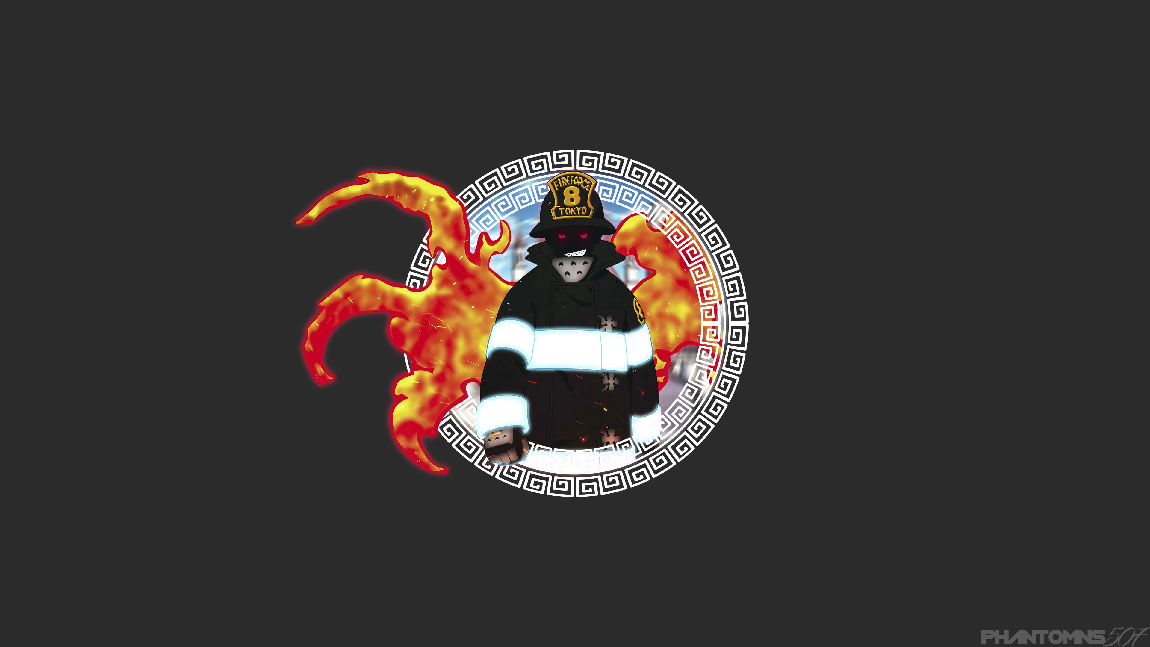 Dragon Ball, 4K, Fire Force, Son Goku, minimalism, anime, Shinra Kusakabe, HD Wallpaper