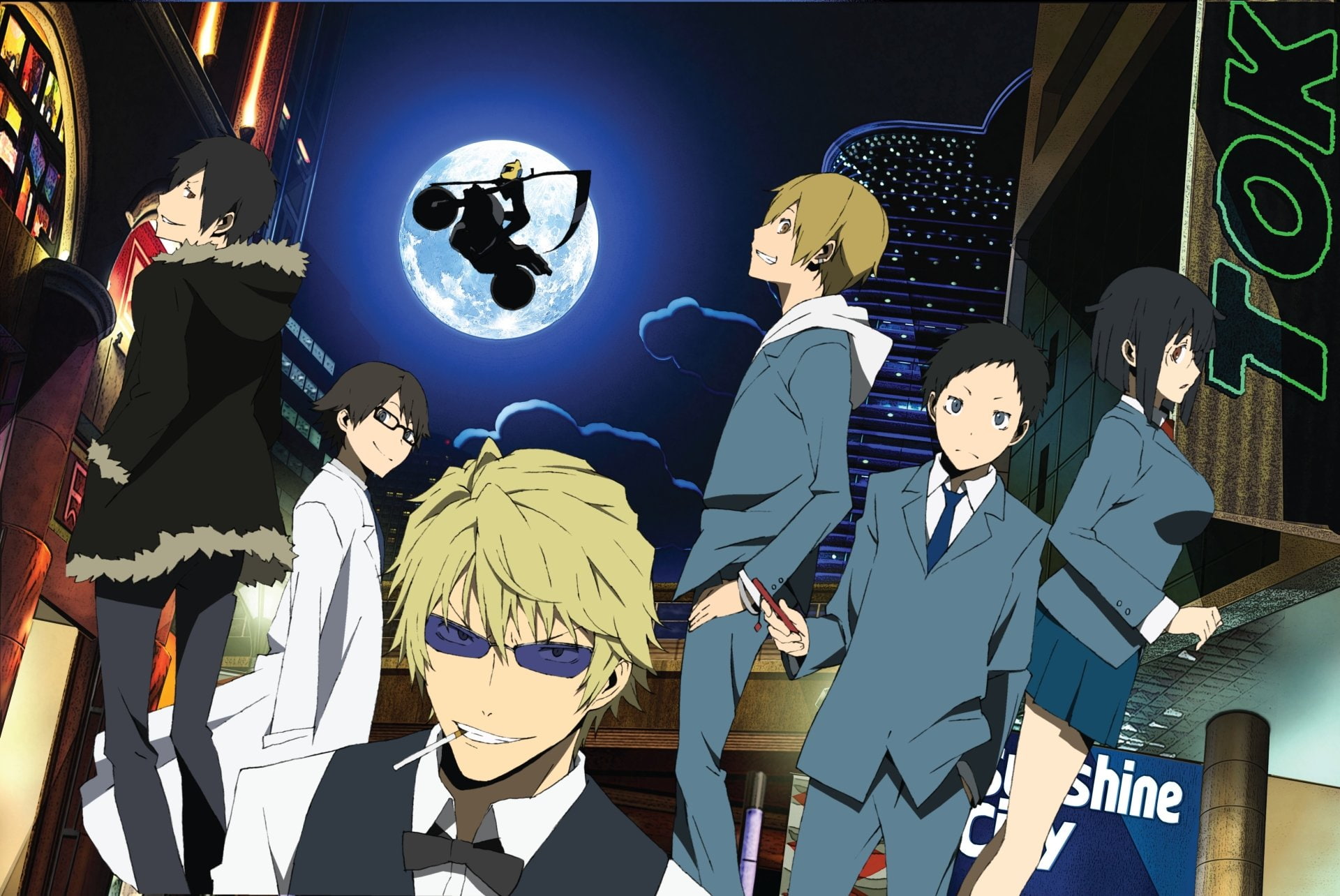 Anime, Izaya Orihara, Anri Sonohara, Mikado Ryūgamine, Shinra Kishitani, Durarara!!, Shizuo Heiwajima, Celty Sturluson, Masaomi Kida, 1080P, HD Wallpaper