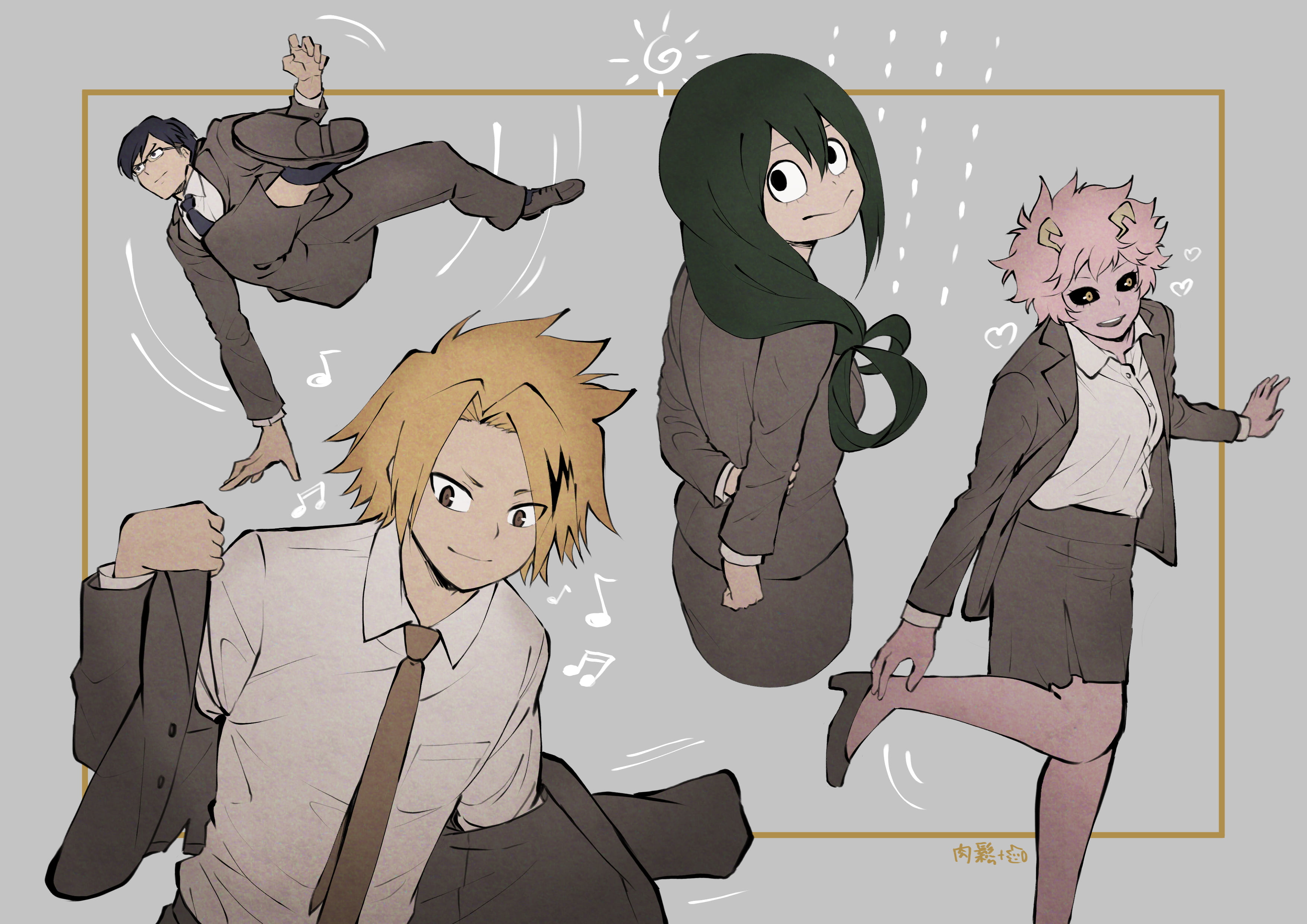 2K, Mina Ashido, Tsuyu Asui, Tenya Iida, Denki Kaminari, Anime, My Hero Academia, HD Wallpaper