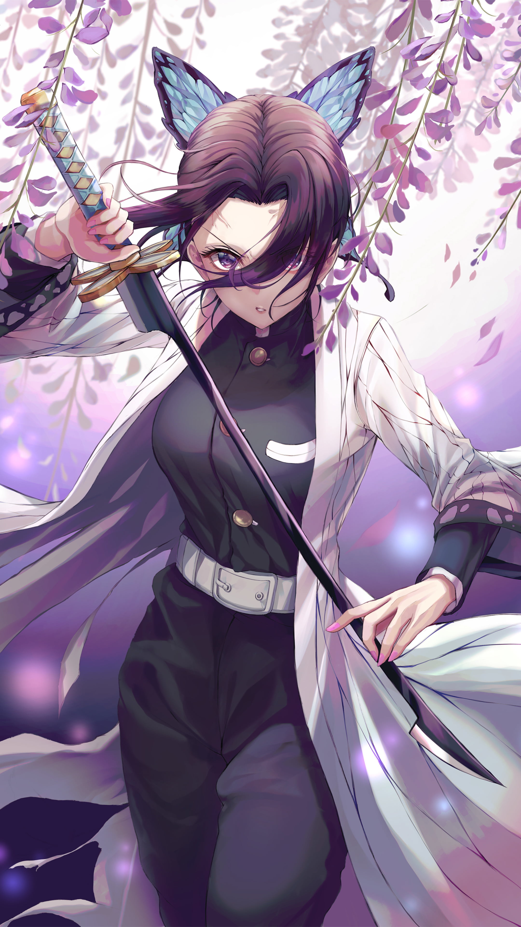 4K, Kochou Shinobu, Kimetsu no Yaiba, Phone HD Wallpaper