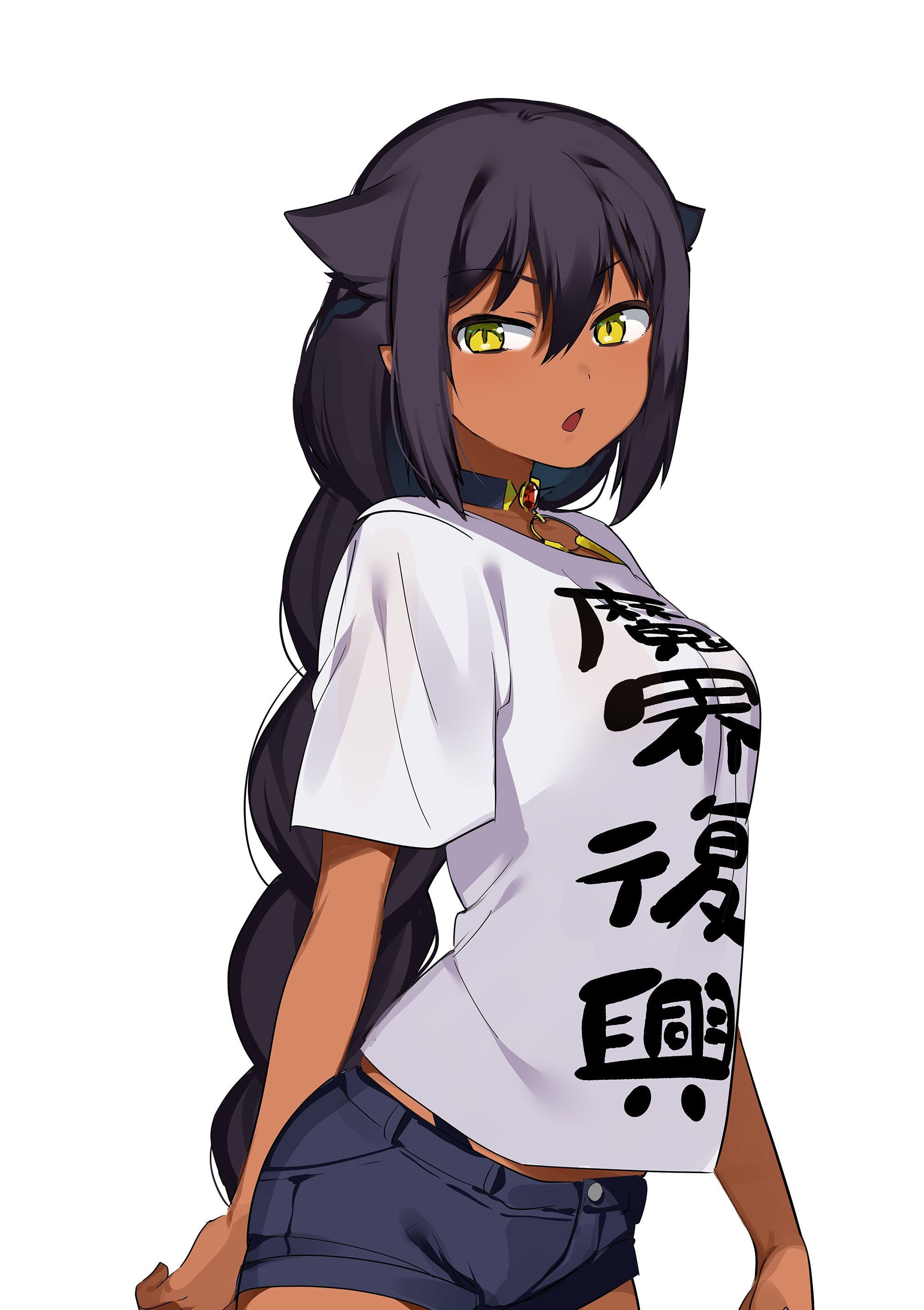 cat girl, demon girls, dark skin, Jahy-sama wa Kujikenai!, 2K, Phone HD Wallpaper