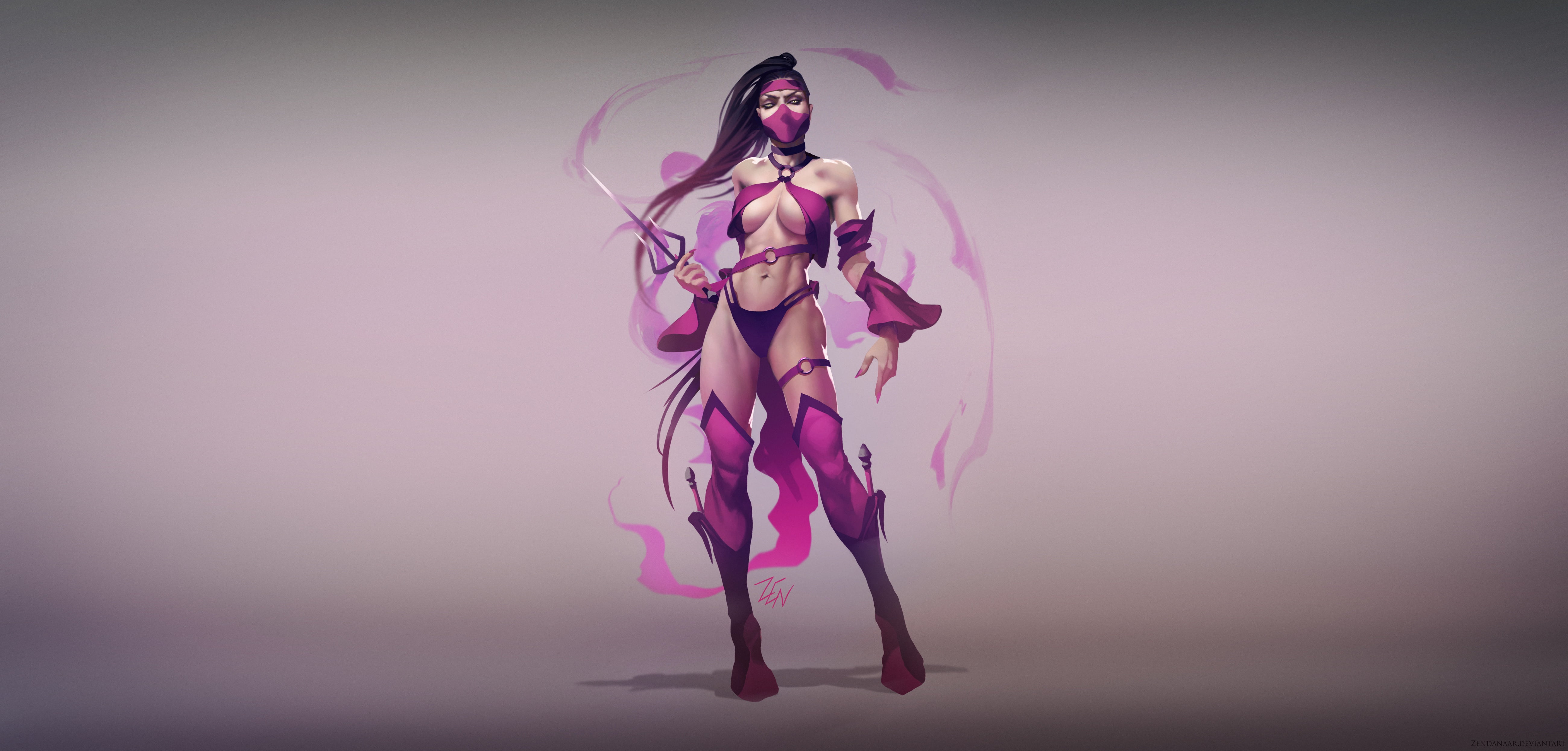 5K, Minimalism, Mileena, MK World - Mileena, Mortal Kombat, by Zenda Naar, Illustration, Zenda To, Art, HD Wallpaper