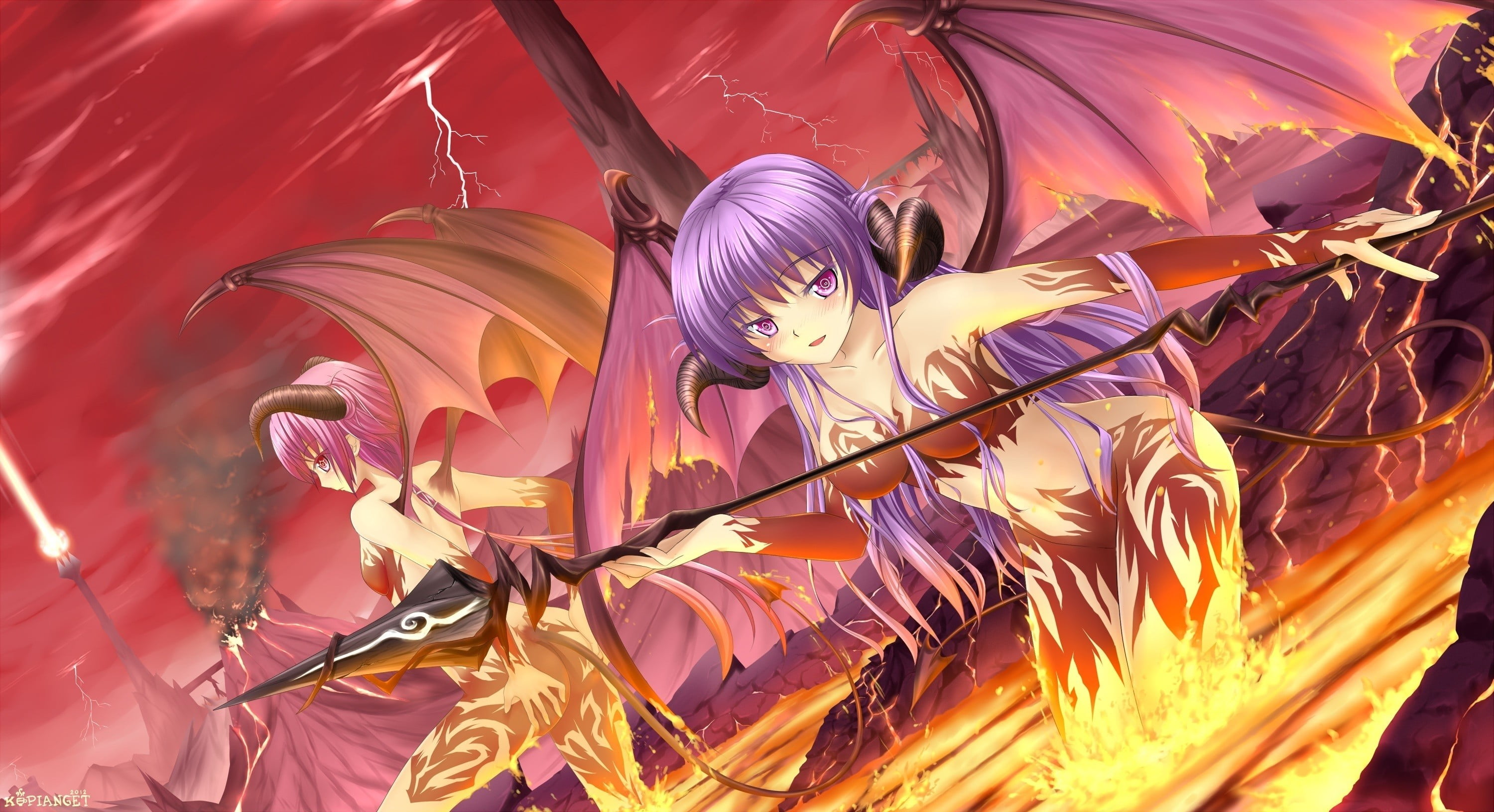 multi colored, plant, spear, close-up, flower, art and craft, 2K, demon horns, vulnerability, low angle view, no people, demon girls, fragility, full frame, HD Wallpaper
