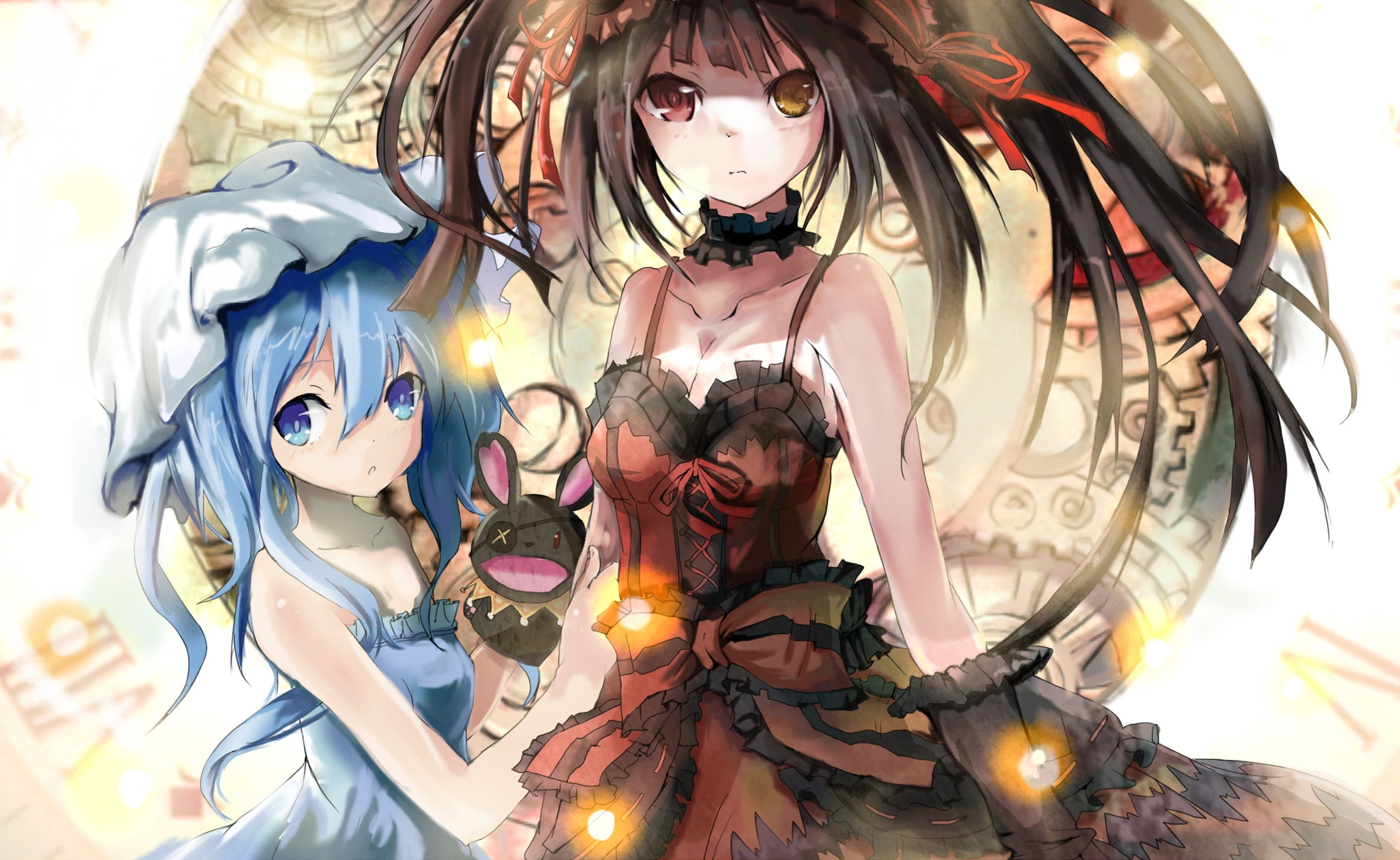 Tokisaki Kurumi, statue, male likeness, close-up, indoors, toy, heterochromia, human representation, decoration, representation, Yoshino, craft, illuminated, HD Wallpaper