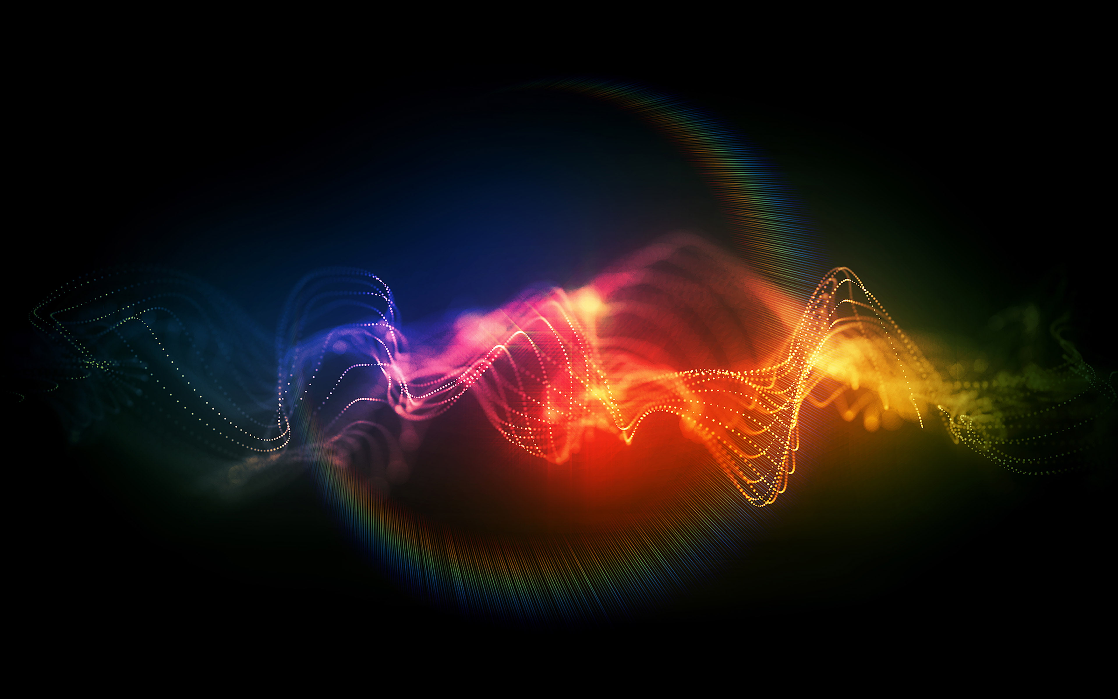 wave, sound, colorful, illust, 4K, pattern, HD Wallpaper