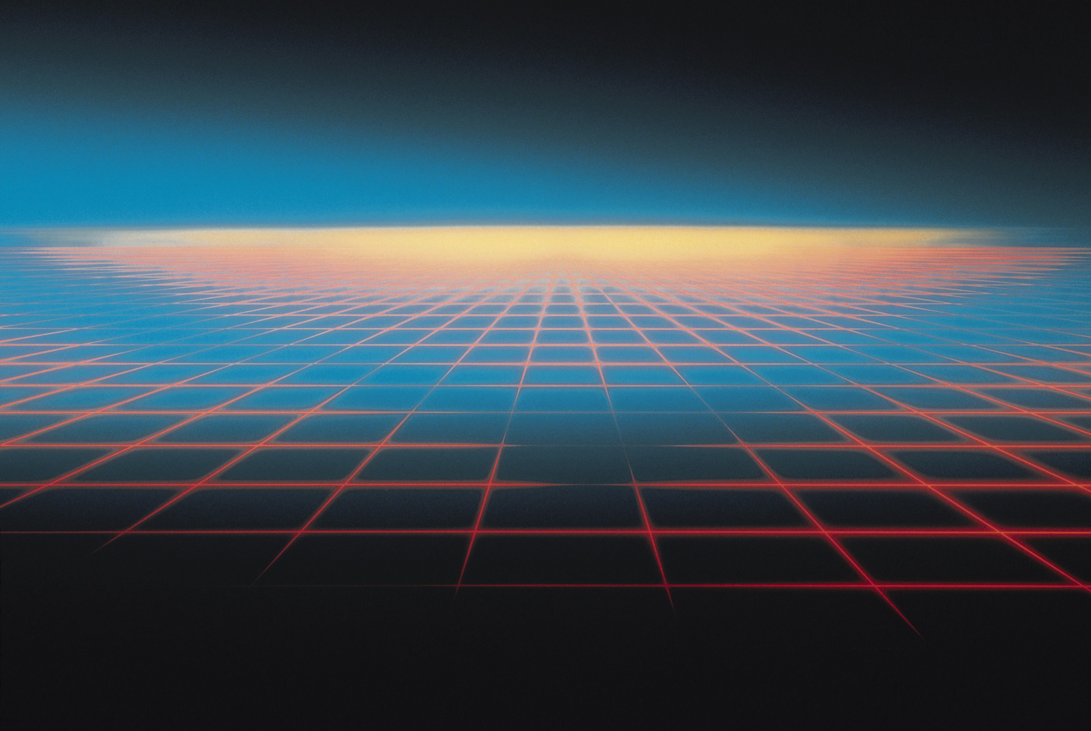 abstract, geometry, artwork, grid, 2K, digital art, Tron, sound wave, HD Wallpaper