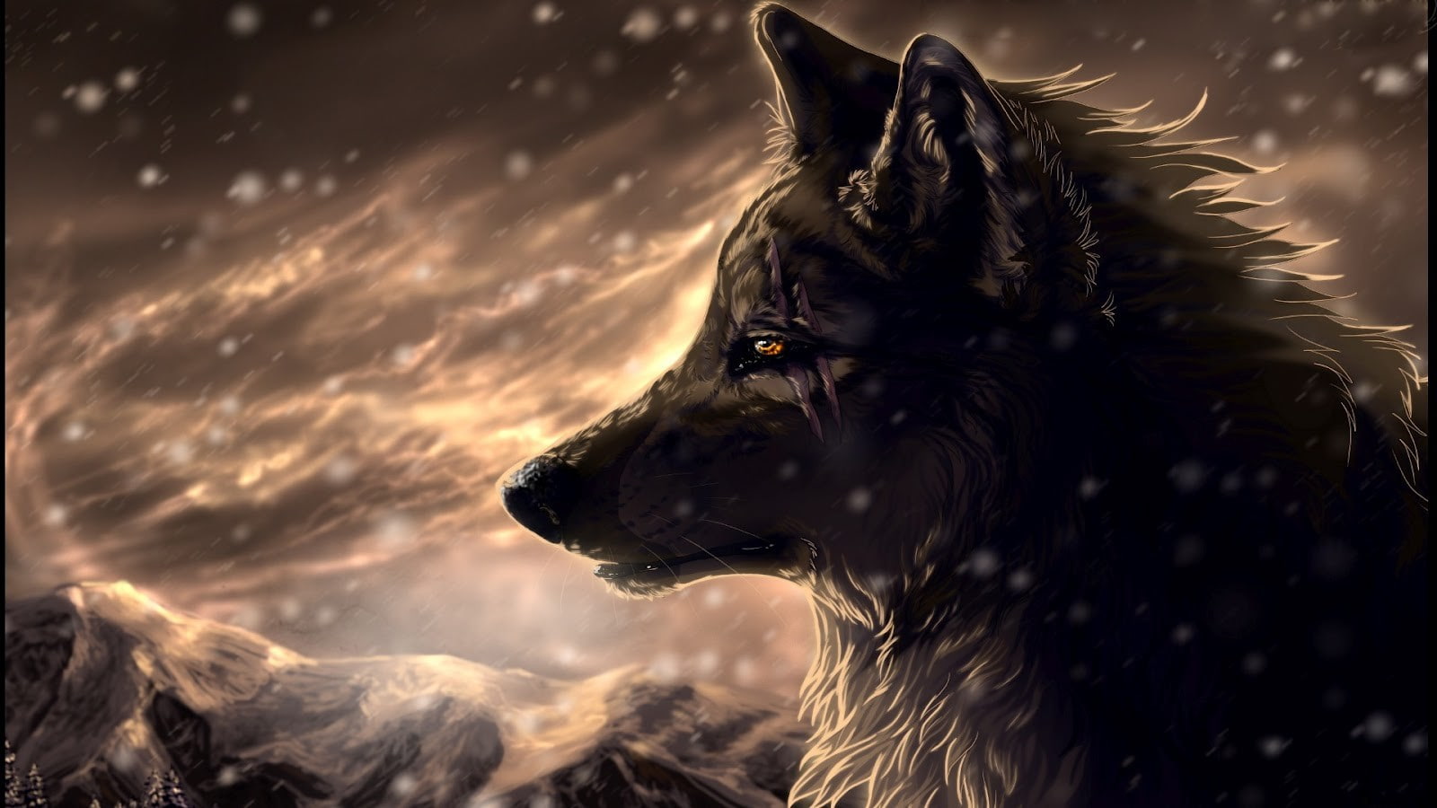 720P, wolf, digital art, scars, HD Wallpaper