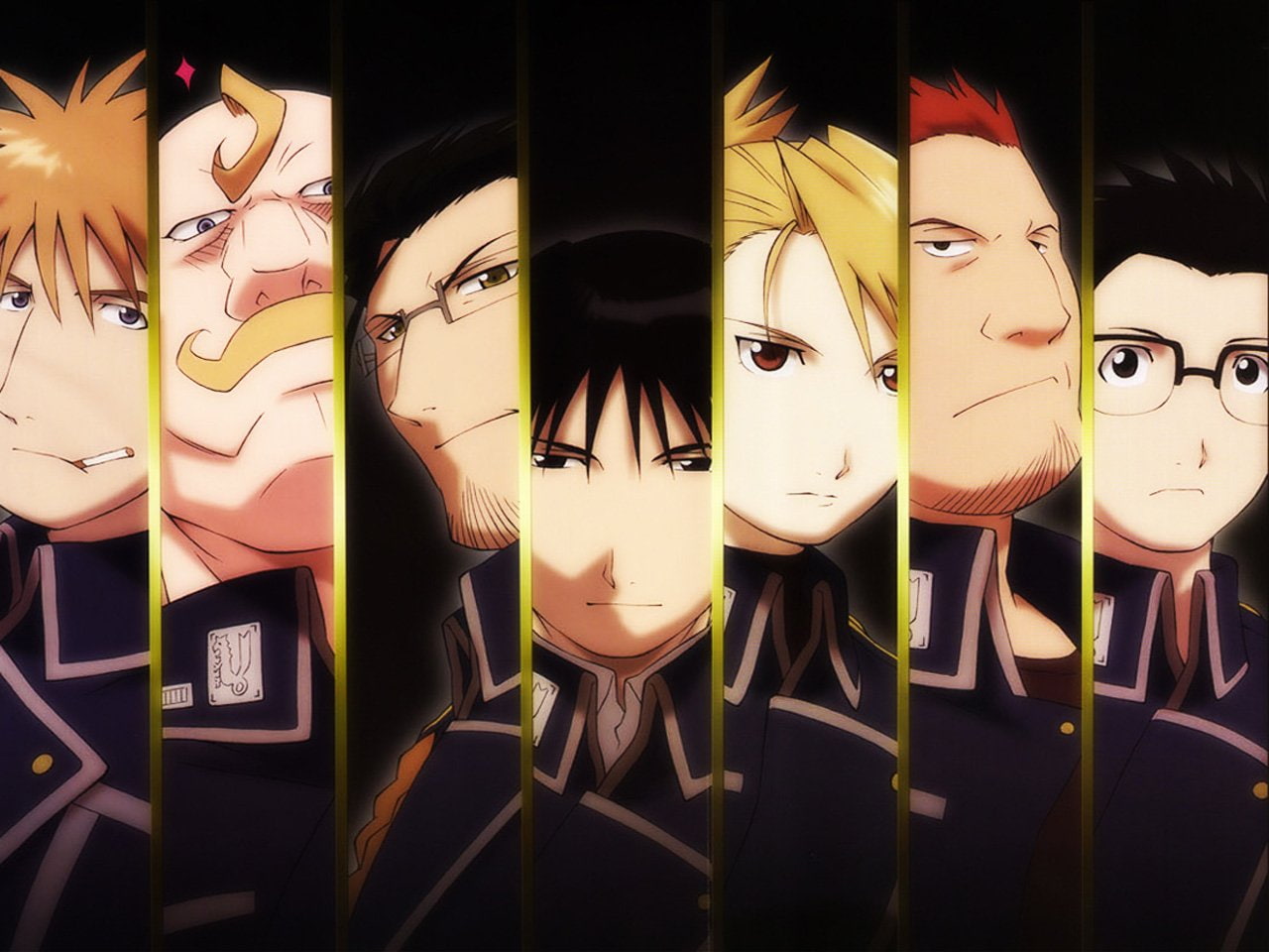Roy Mustang, Kain Fuery, Alex Louis Armstrong, Riza Hawkeye, Heymans Breda, 720P, FullMetal Alchemist, Jean Havoc, Maes Hughes, HD Wallpaper