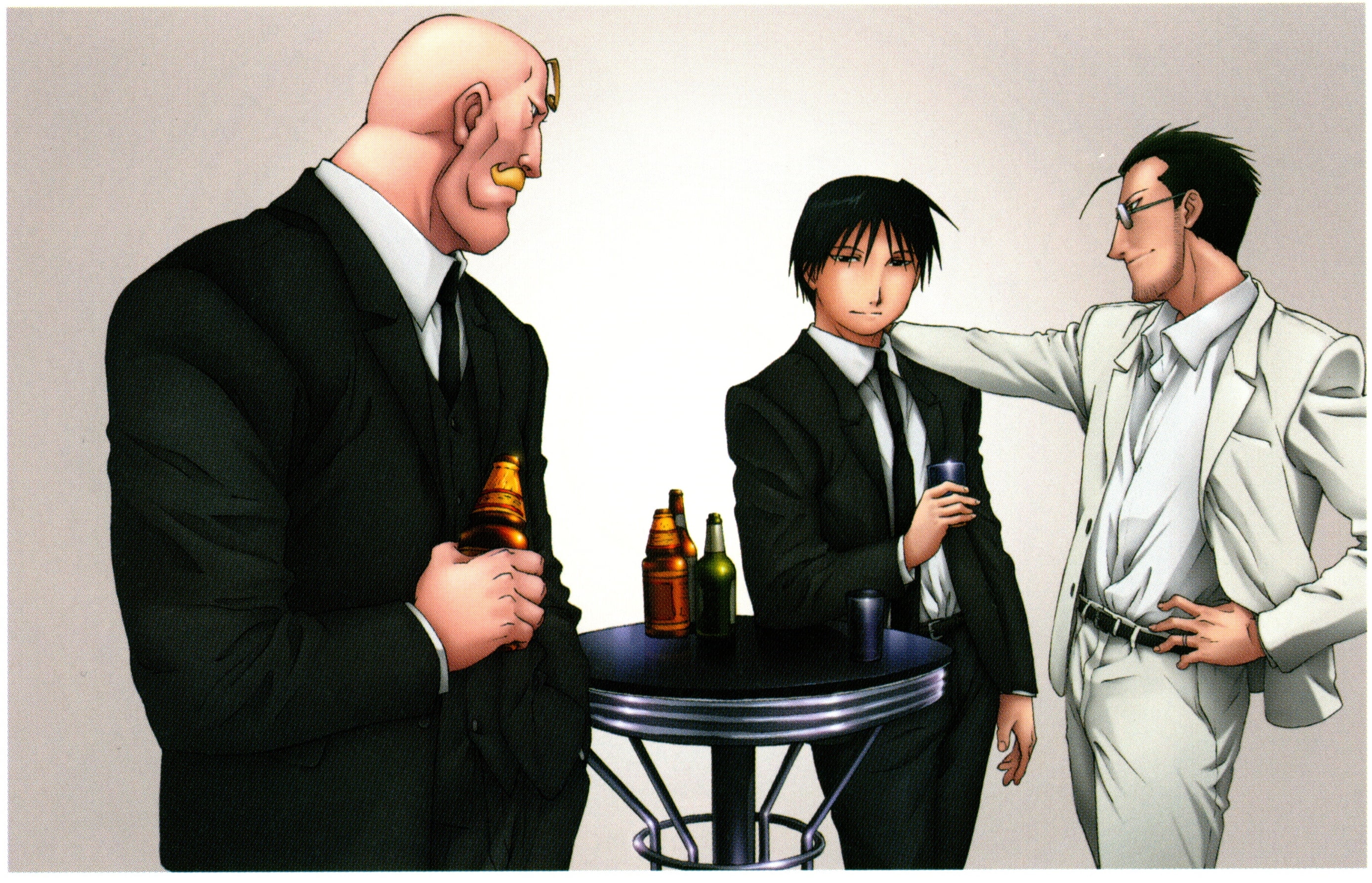 Full Metal Alchemist, Alex Louis Armstrong, anime boys, anime, 2K, Roy Mustang, Maes Hughes, HD Wallpaper