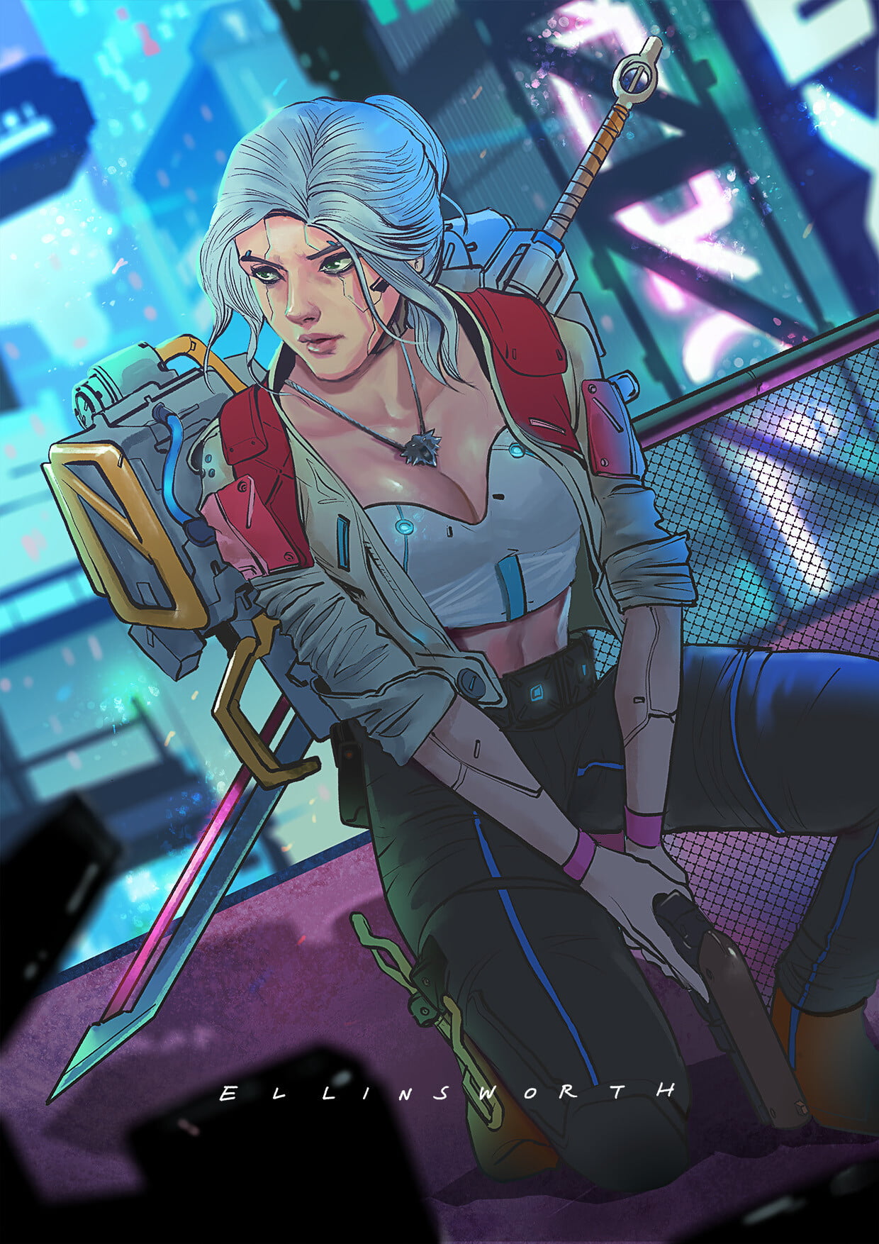 portrait, Cirilla, artwork, illustration, video game girls, women, Cirilla Fiona Elen Riannon, white hair, The Witcher, digital art, The Witcher 3: Wild Hunt, Phone HD Wallpaper