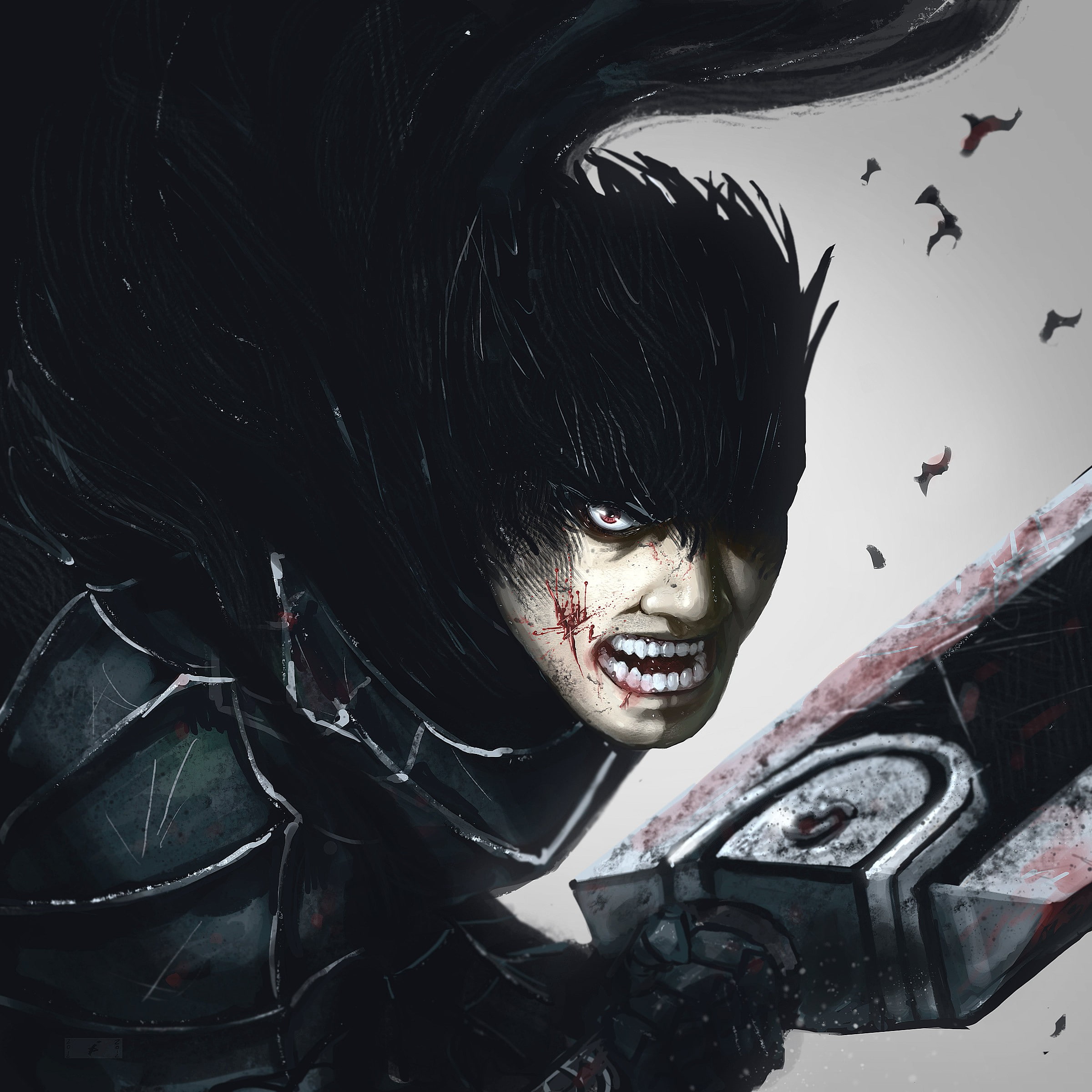 Berserk, warrior, dark fantasy, Guts, fantasy art, 1080P, scars, berserker, Phone HD Wallpaper