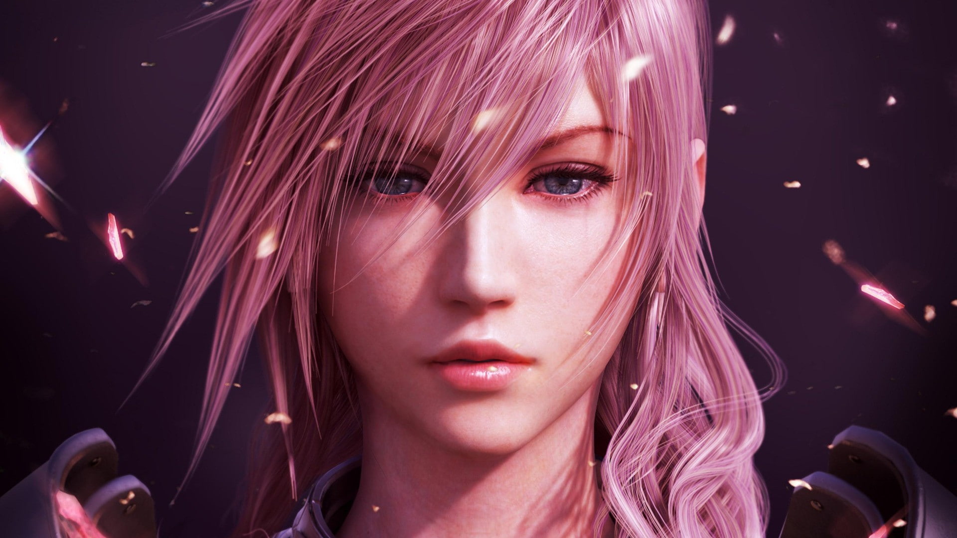 1080P, Lightning XIII, Final Fantasy XIII, pink hair, pink, video games, Dissidia Final Fantasy, Claire Farron, blue eyes, HD Wallpaper