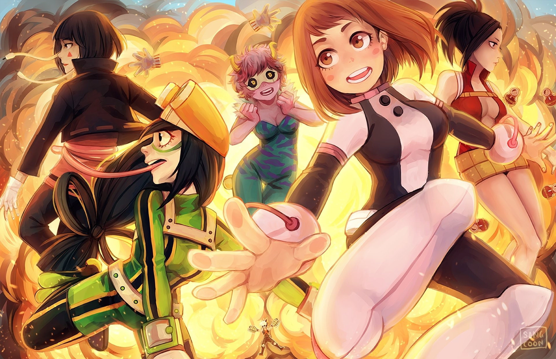 Momo Yaoyorozu, My Hero Academia, Ochaco Uraraka, Tsuyu Asui, 1080P, Anime, HD Wallpaper