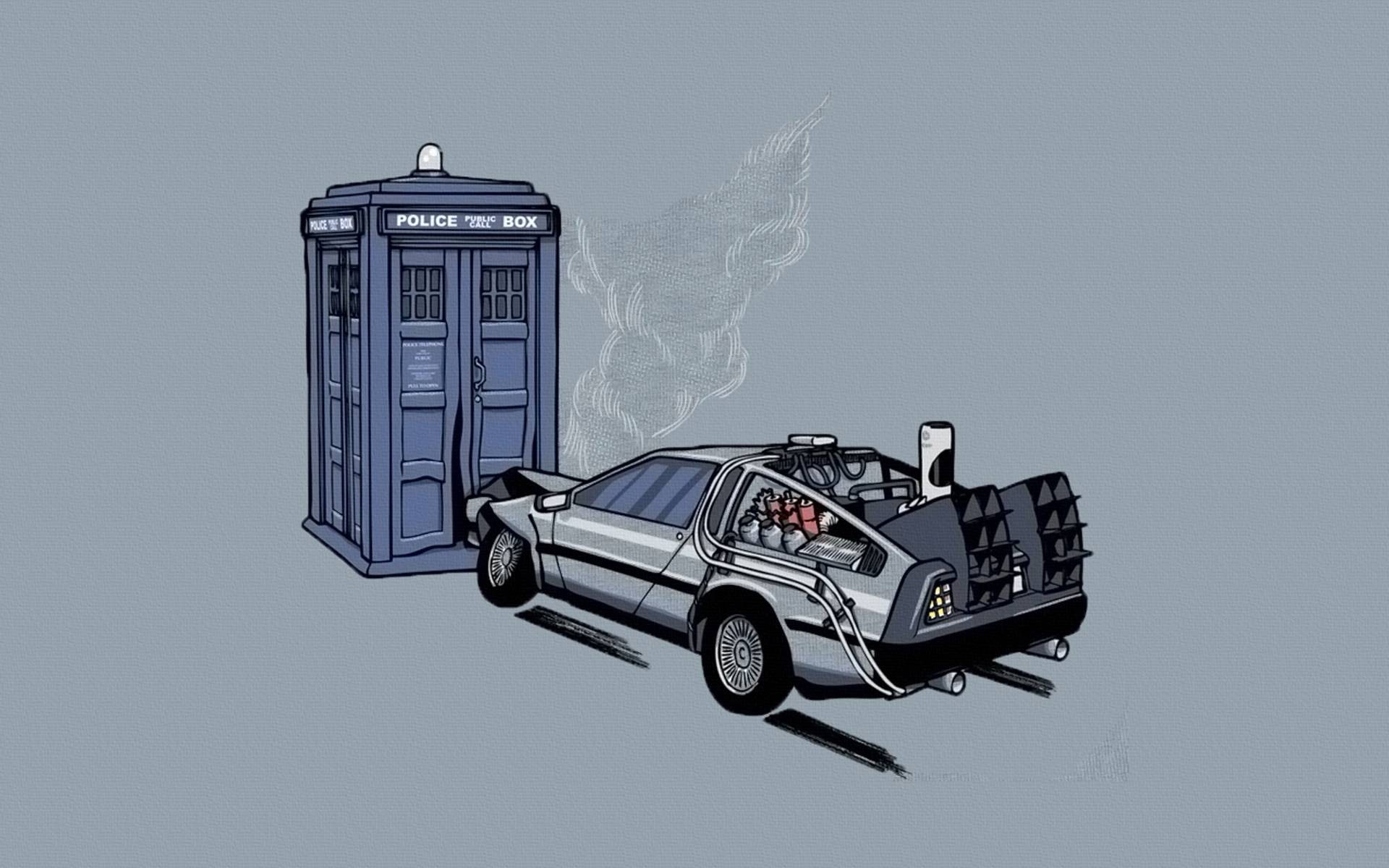 Back to the Future, 1080P, Doctor Who, crossover, HD Wallpaper