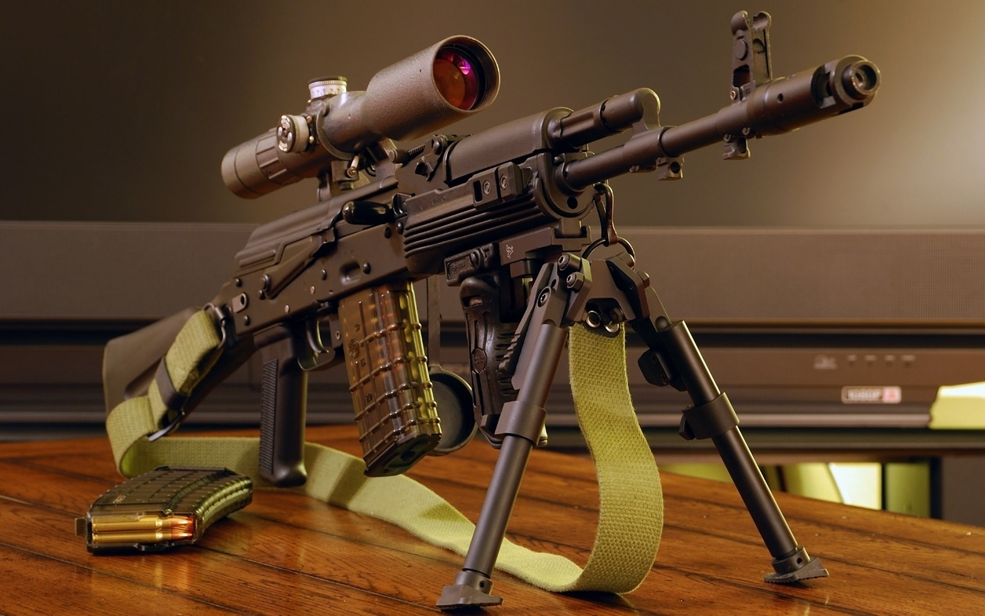 belt, firearms, scopes, 1080P, ak, assault, black, weapon, gun, rifle, automatic, HD Wallpaper