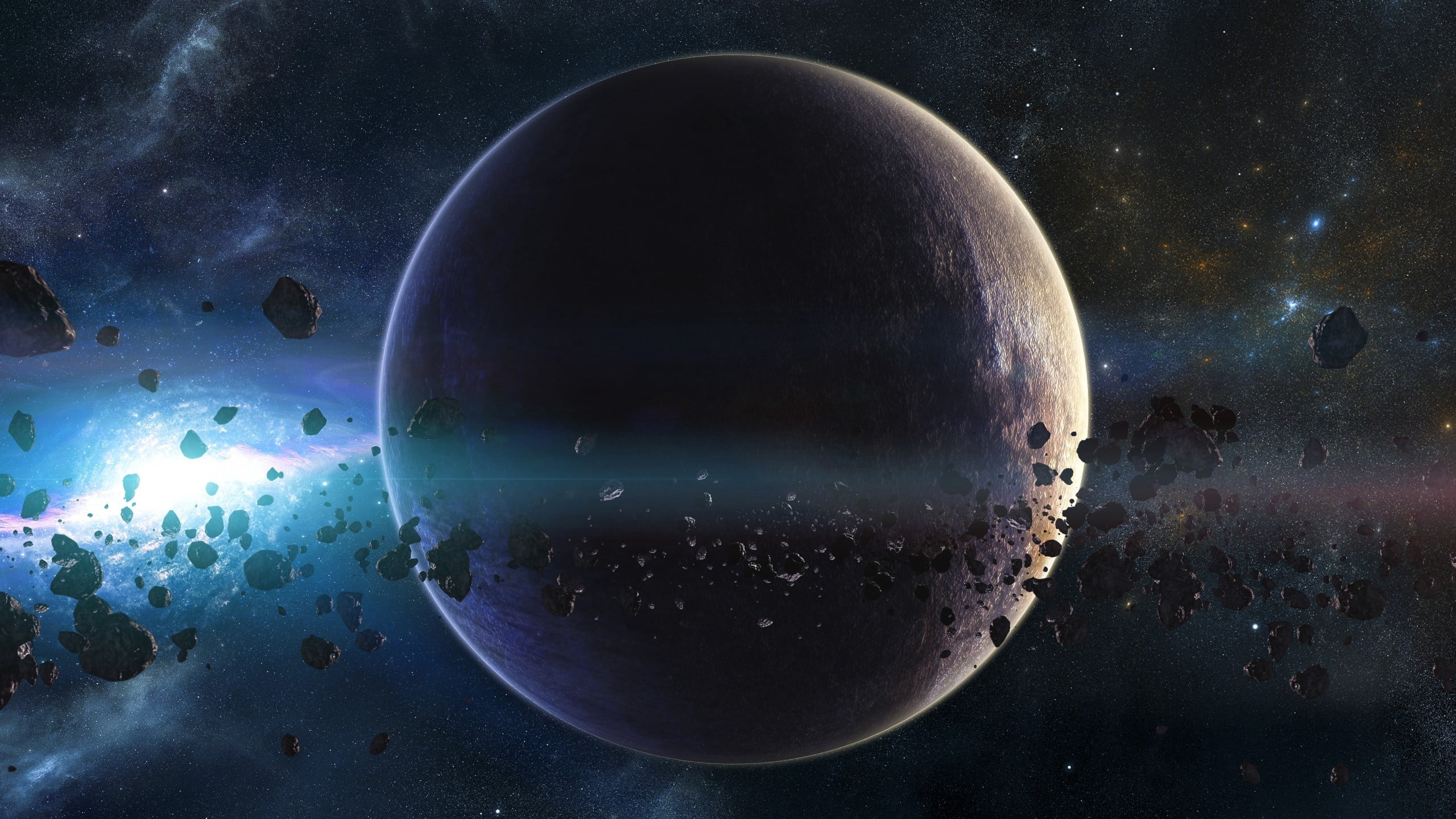 asteroids, astronomy, nature, dark, planetary Moon, 2K, star - Space, space Exploration, planets, space, satellite View, planet, futuristic, blue, stratosphere, HD Wallpaper
