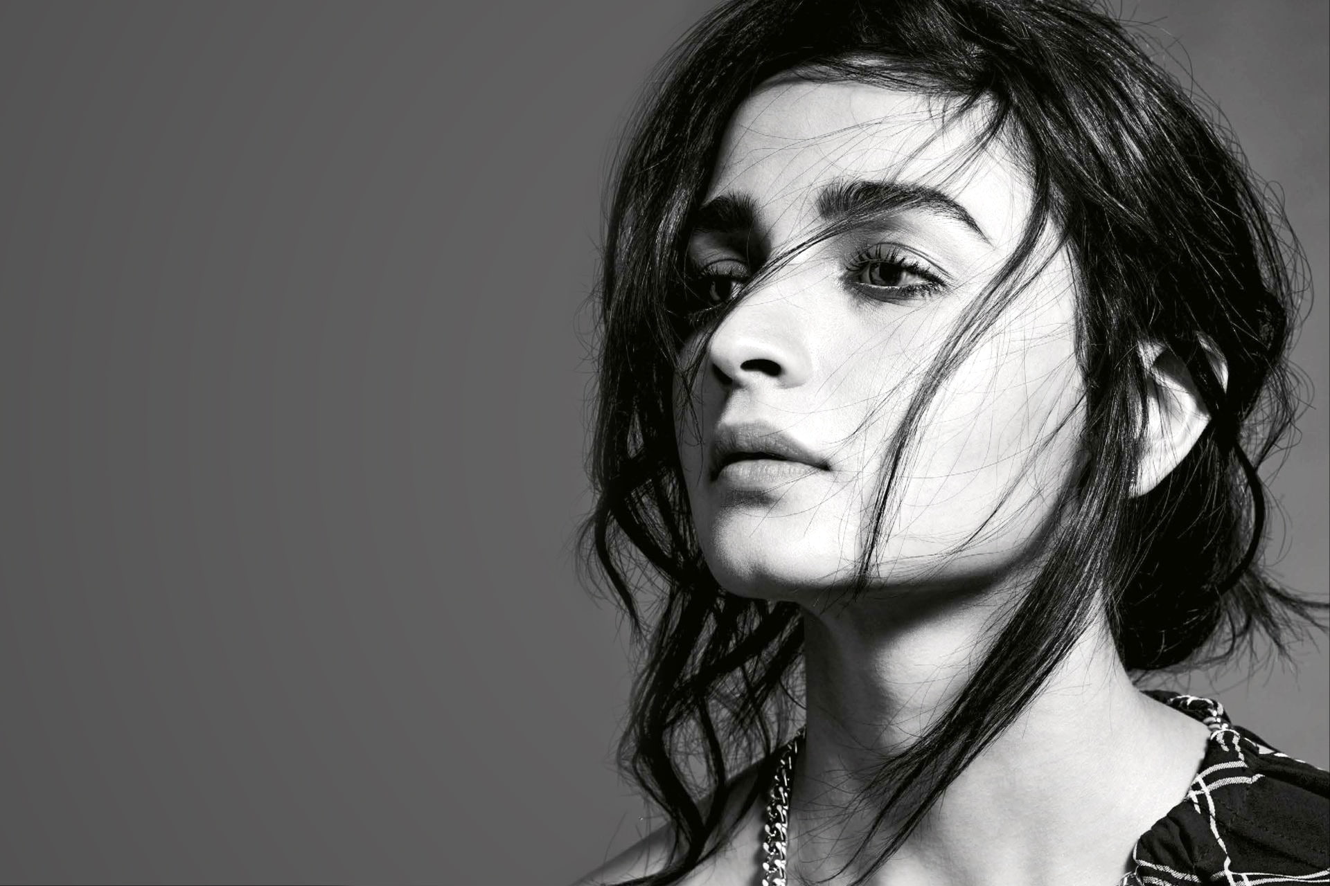 Black and White, Actresses, Face, Alia Bhatt, 1080P, British, Actress, HD Wallpaper