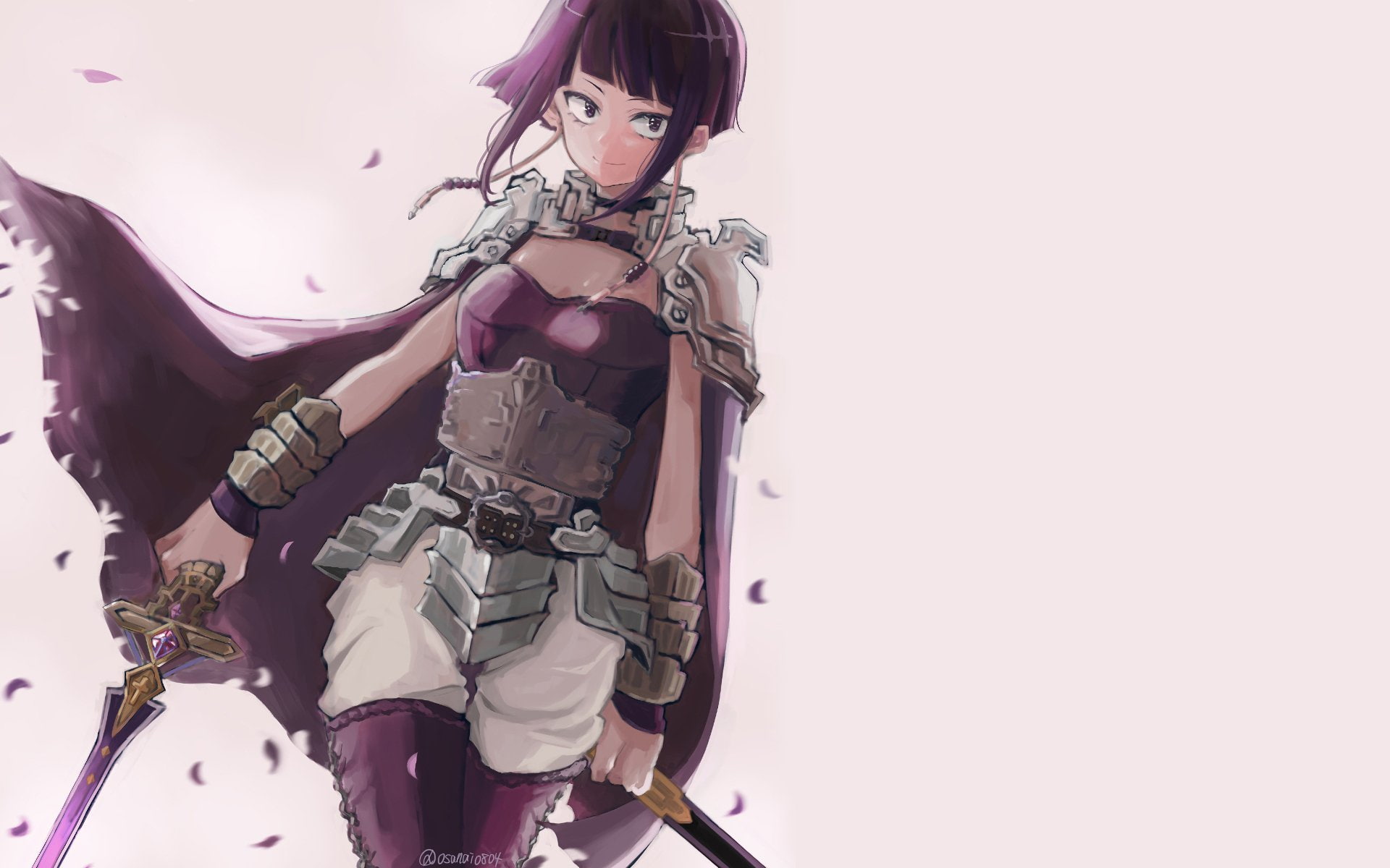 Thigh Boots, Weapon, Bracelet, Sword, Girl, Cape, 1080P, Belt, Kyouka Jirou, Boku no Hero Academia, Smile, Anime, Boots, Purple Hair, My Hero Academia, HD Wallpaper