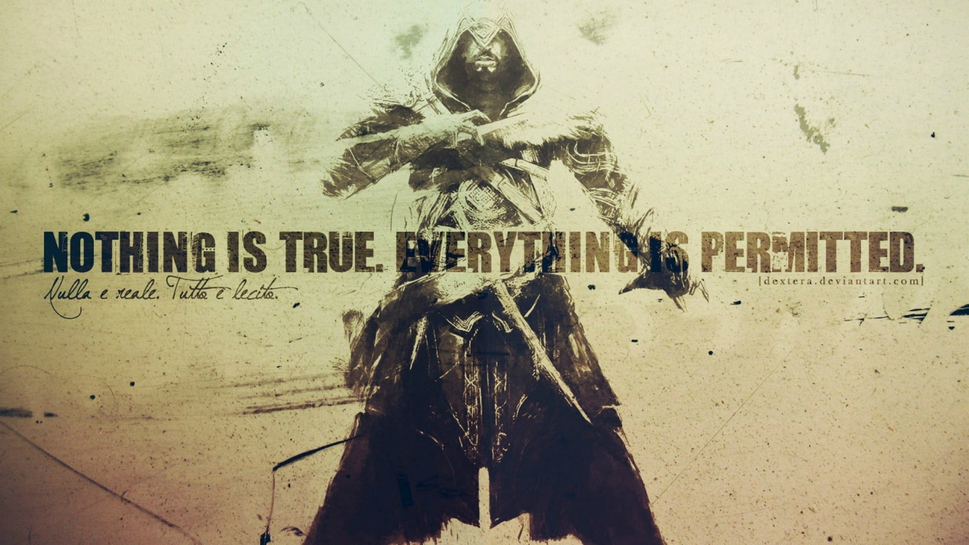 representation, outdoors, poster, architecture, human representation, mural, Assassins Creed, old, Ezio Auditore da Firenze, male likeness, art and craft, HD Wallpaper