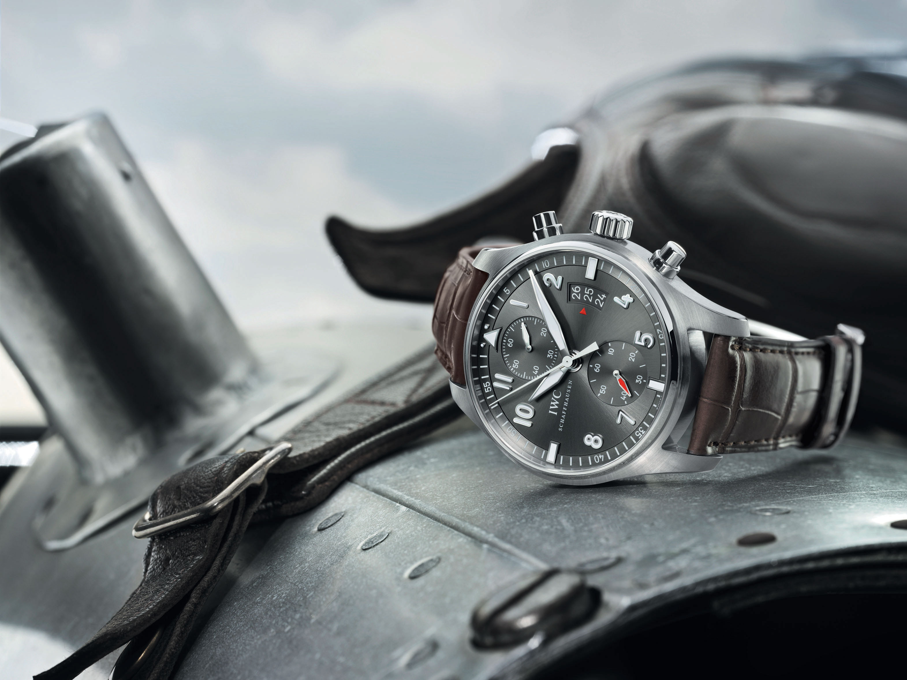 the plane, black, leather, 2K, Chronograph, watch, Spitfire, colored, helmet, strap, IWC, silver, round, HD Wallpaper